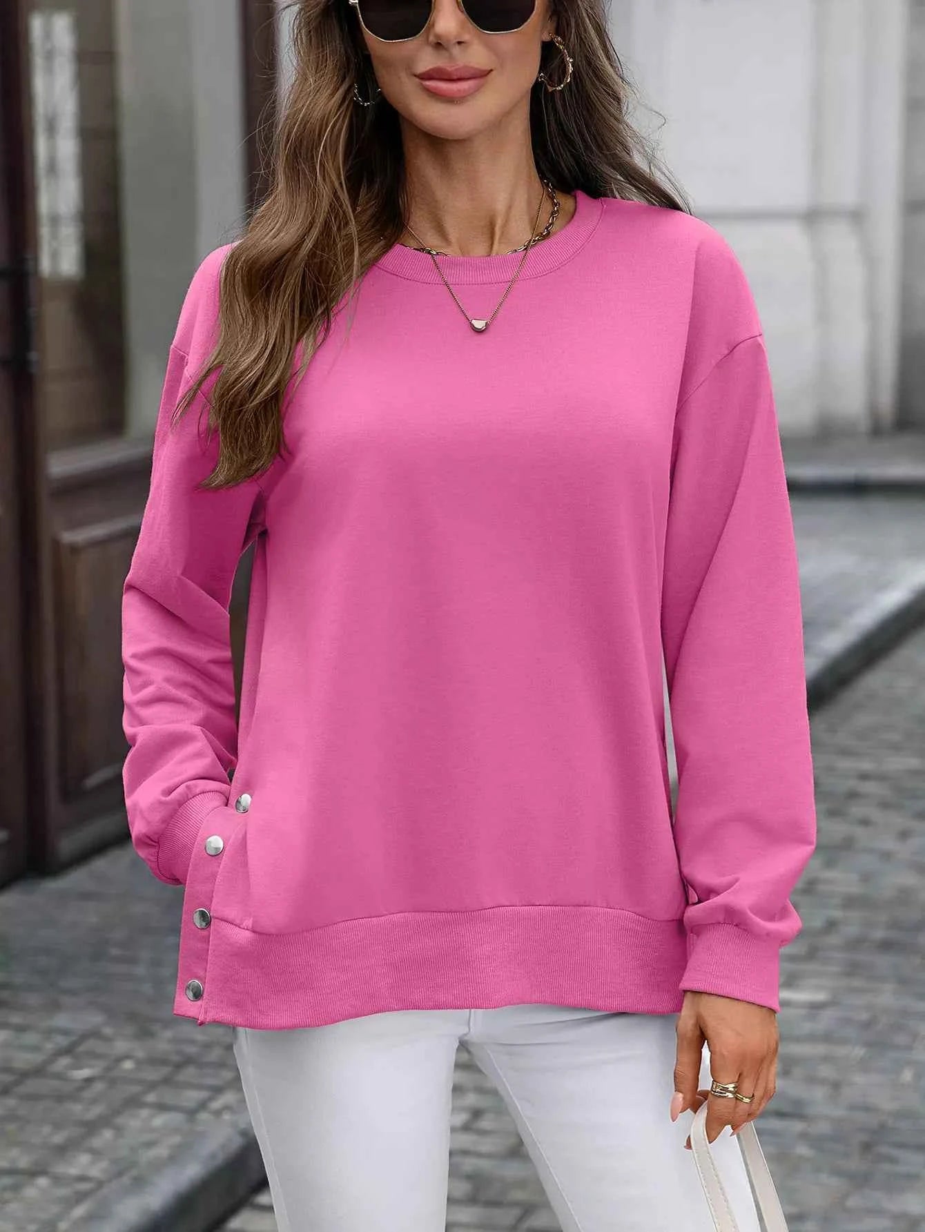 Side Snap Round Neck Sweatshirt 7d3b44cf-ccb6-4ce0-b9eb-3ab222dd40bc-Max-Origin