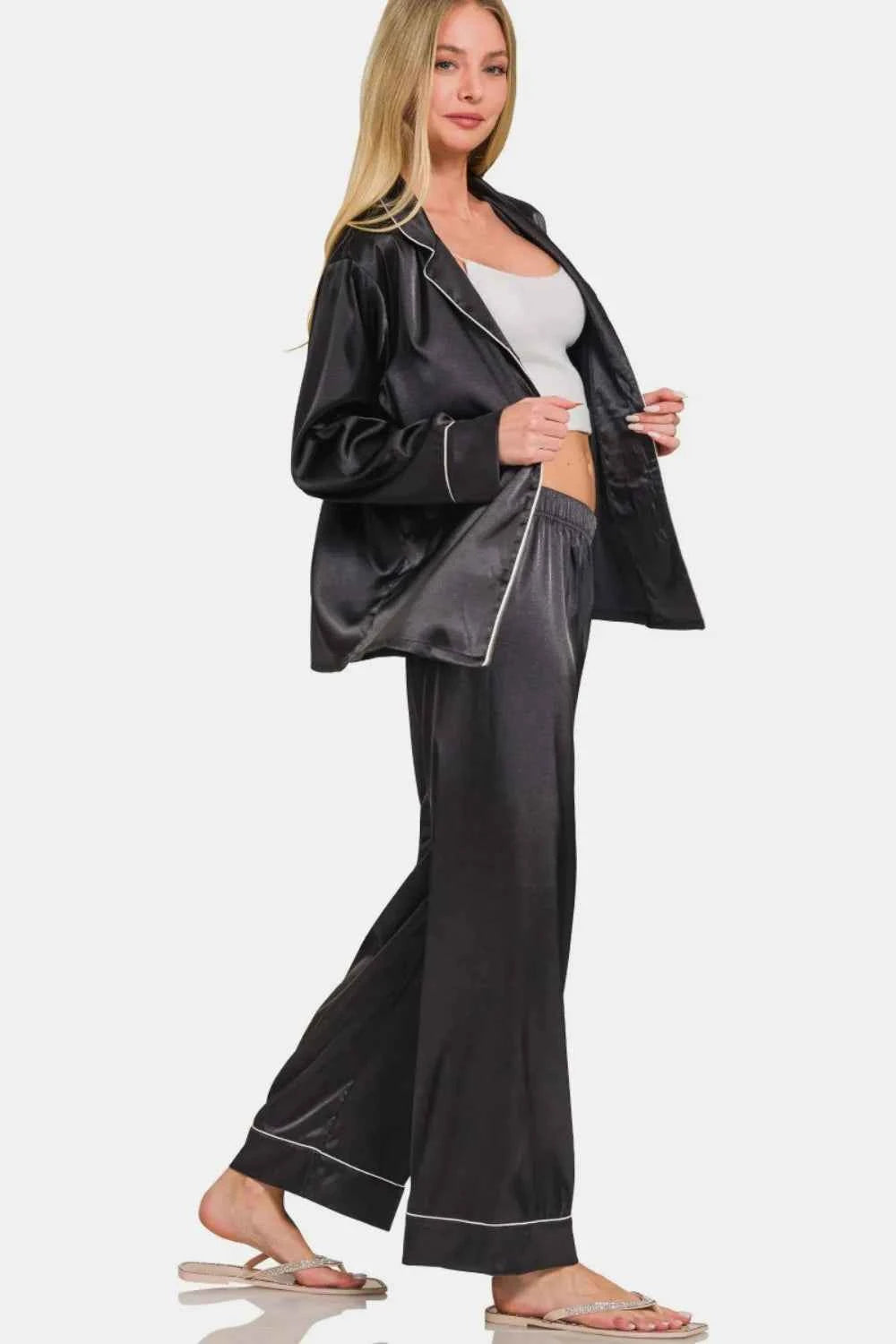 Zenana Satin Long Sleeve Shirt and Pants Pajama Set 7d946e61-91bc-4d2c-97af-eacf384e4537-Max