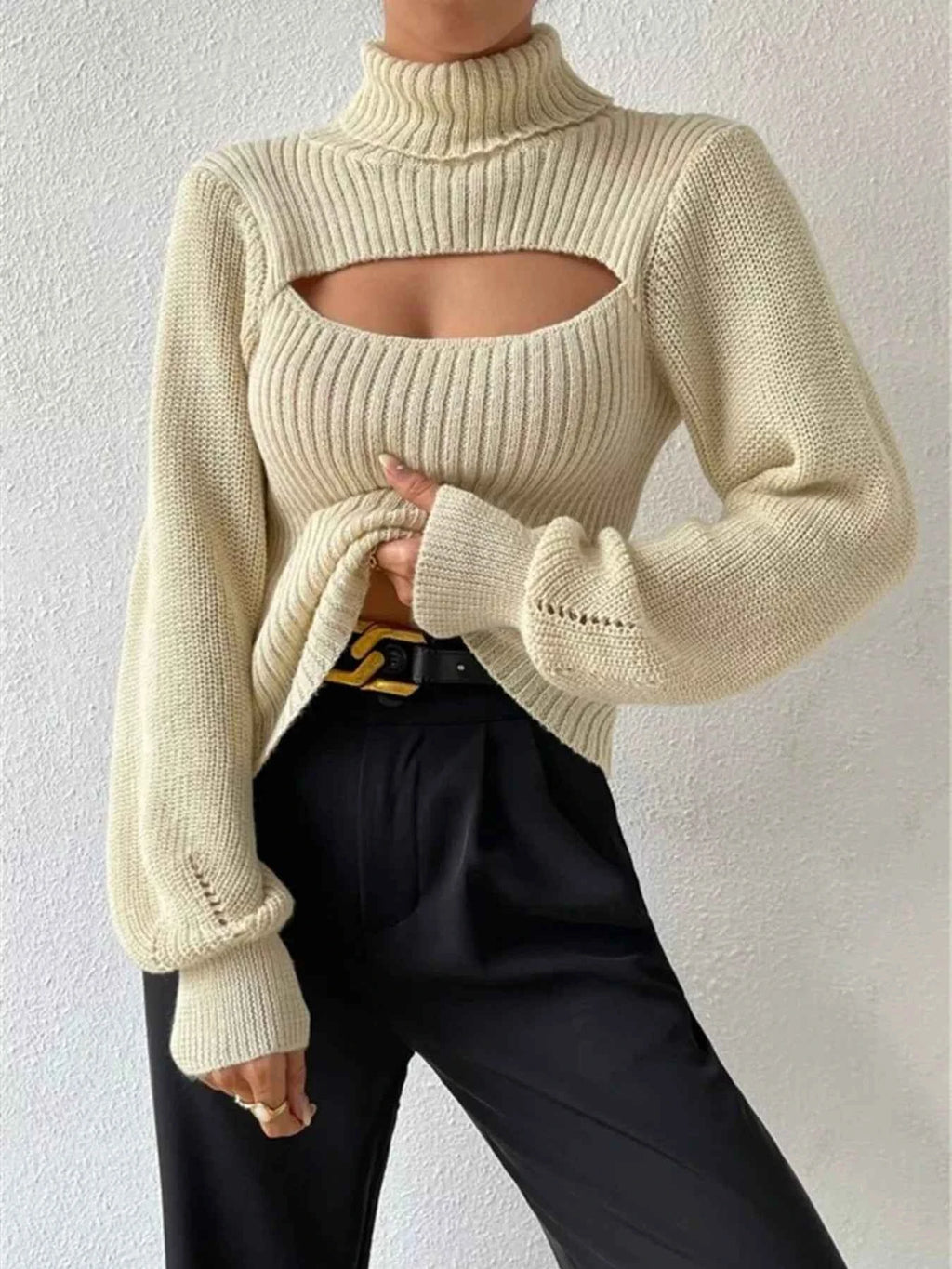 Cutout Front Turtleneck Long Sleeve Sweater 7dac85f0f2fb4a9dae2487be0c727c00-Max-Origin