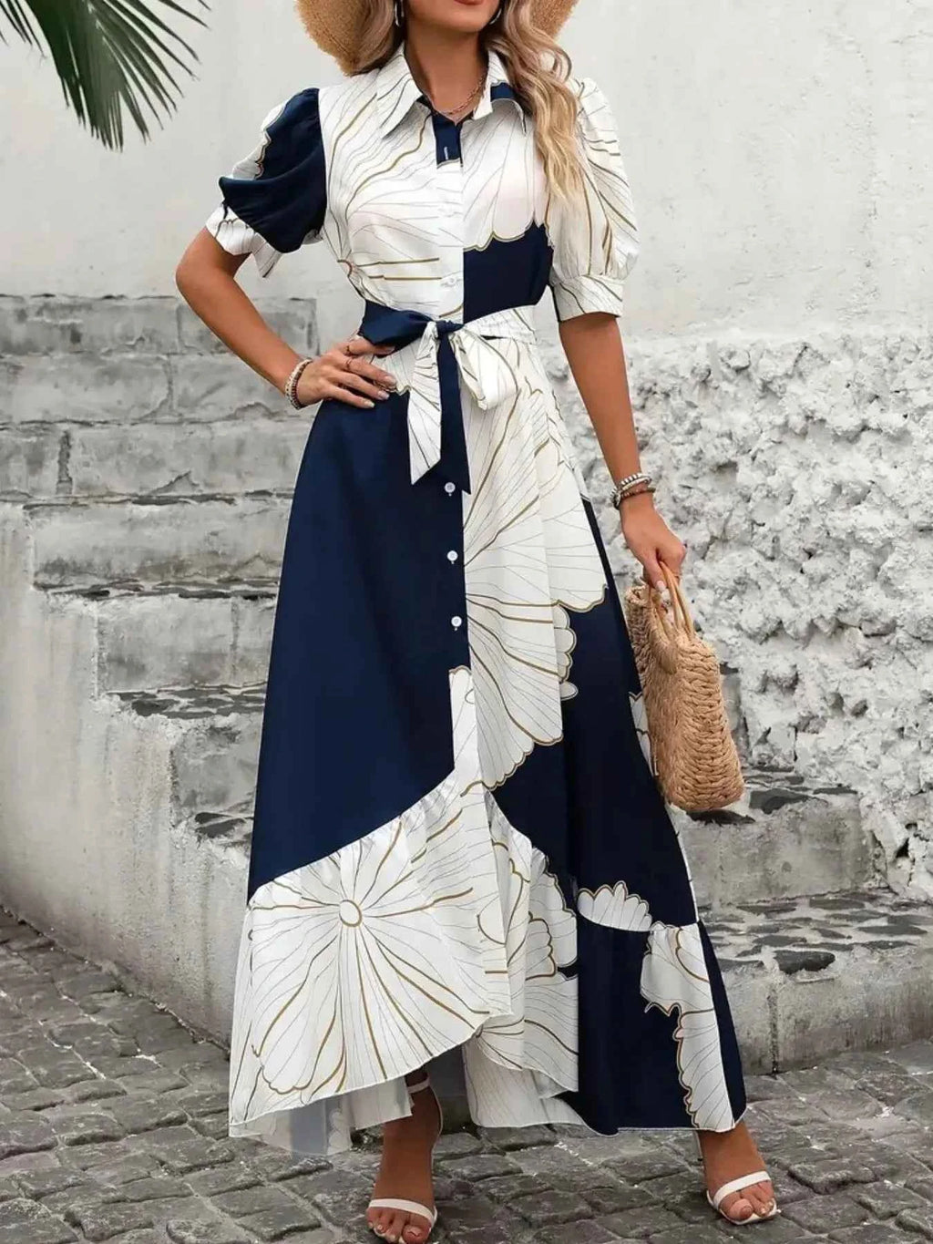 Printed Button Down Half Sleeve Maxi Shirt Dress 7de73d57-9f74-4a9b-9576-dfe2e092858a-Max-Origin