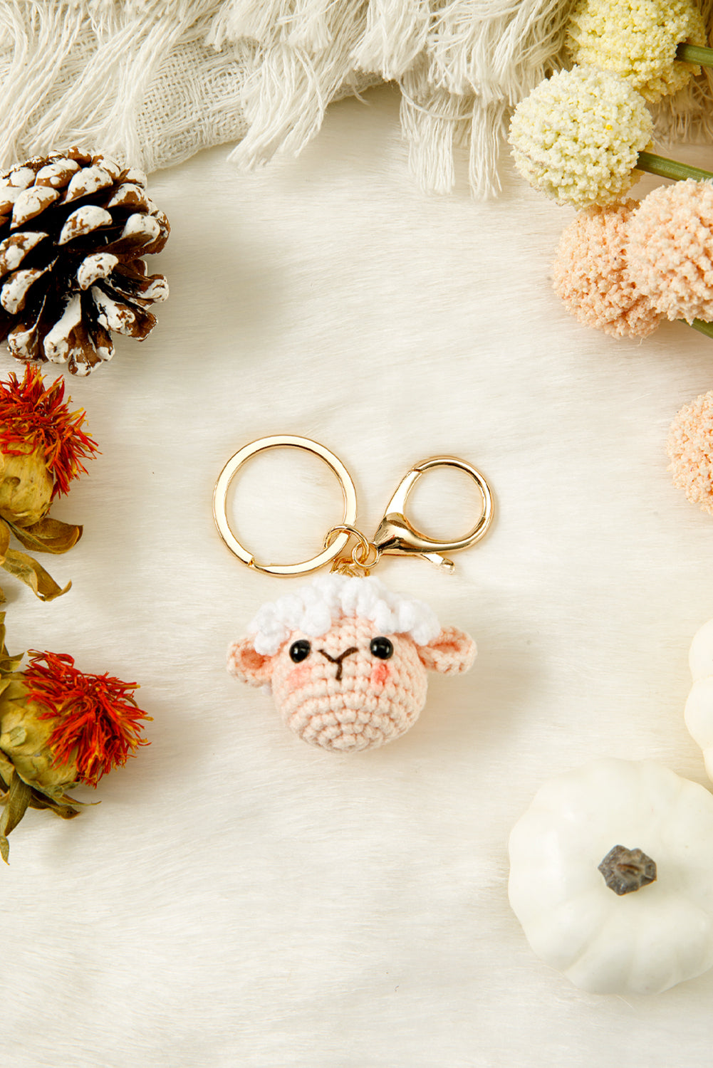 White Crochet Sheep Cute Keychain 7de89b603f708fdc