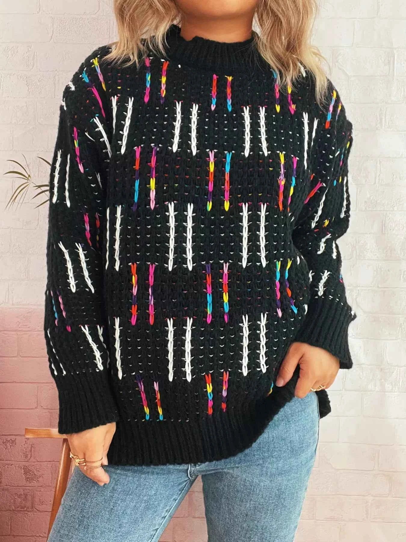 Colorful Round Neck Long Sleeve Sweater 7dfcf3bb1bf541d69736220c0185d3dc-Max-Origin