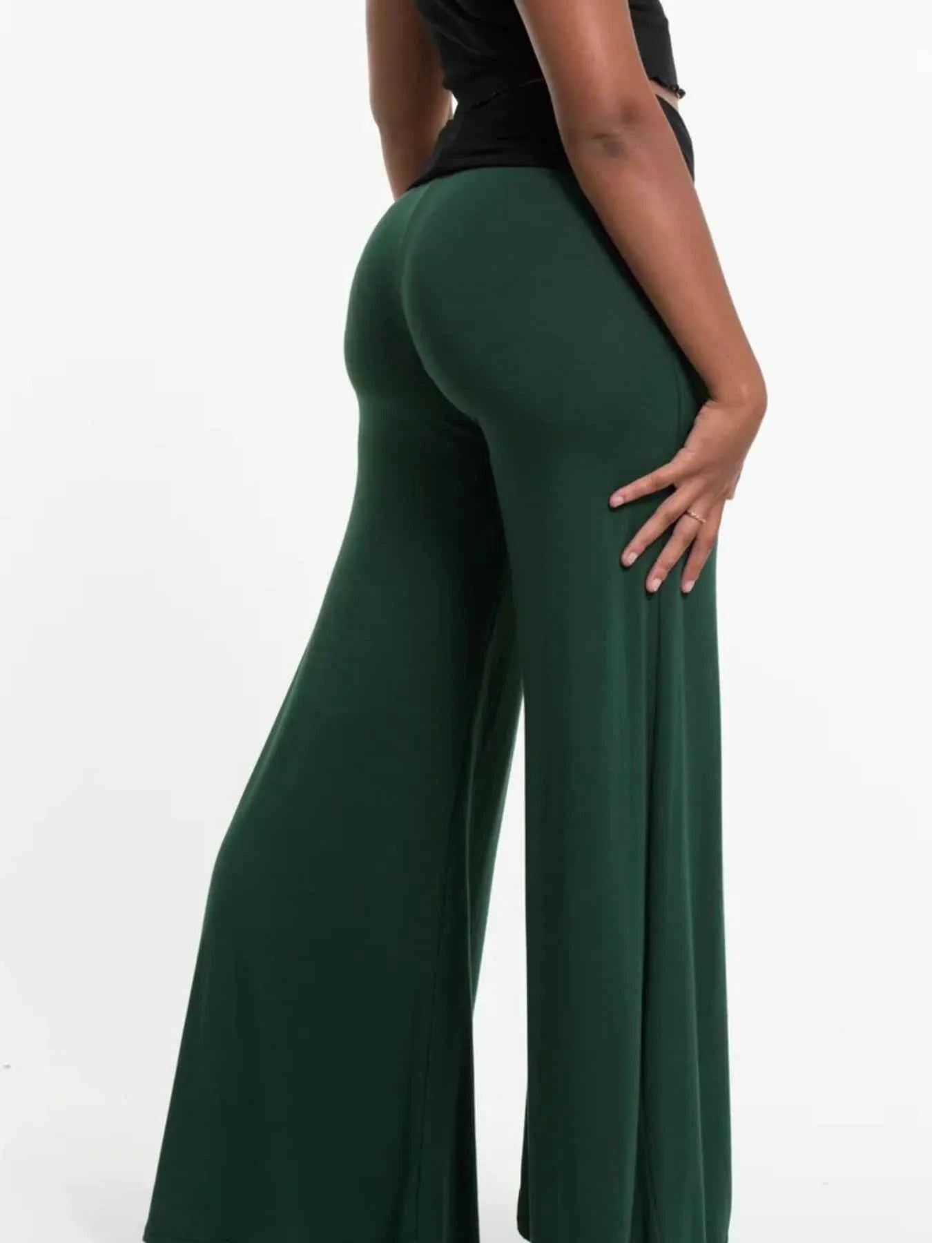 High Waisted Wide Leg Yoga Pants with Contrast Waistband 7e38e8b6-bcc6-4067-8435-b44775db1b5c-Max-Origin