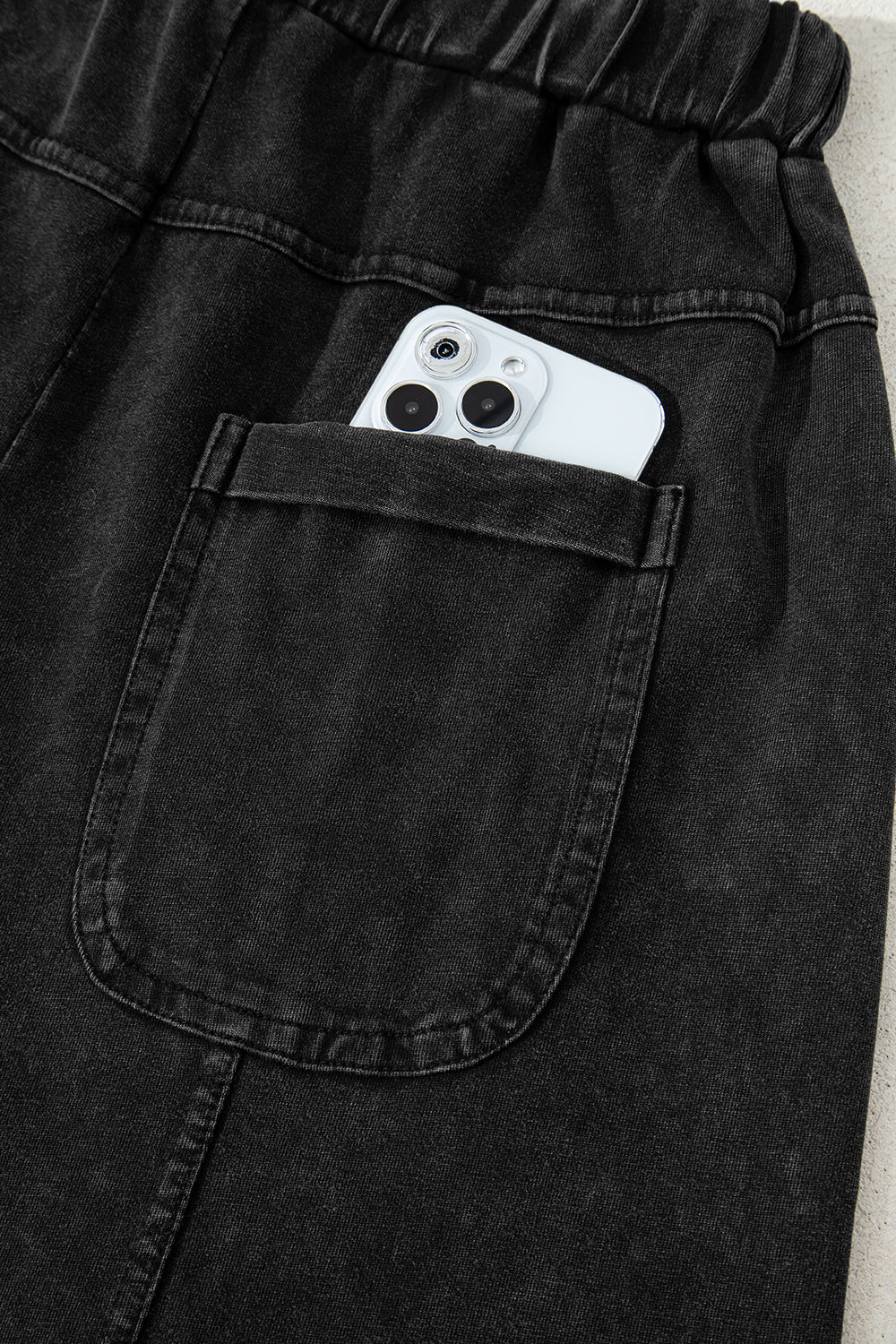 Black Mineral Wash Exposed Seam Wide Leg Cargo Pants 7e589ea17b413073