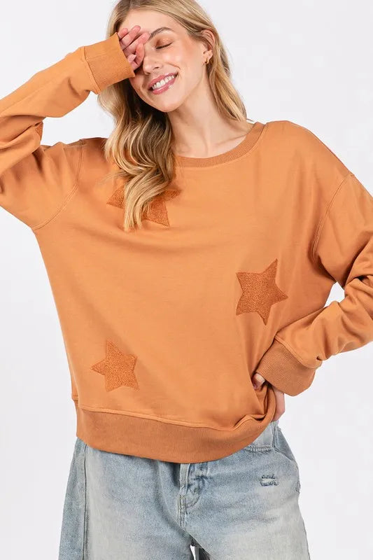 SAGE + FIG Star Patch Long Sleeve Sweatshirt 7e6a20c2-6dd9-44f8-ba1e-8fd4e891d2f5-Max