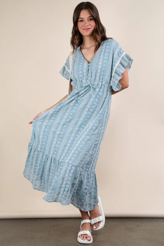 VERY J Embroidered Boho Ruffled Midi Dress 7e768157f42649a885e8e8525c078005-Max-Origin