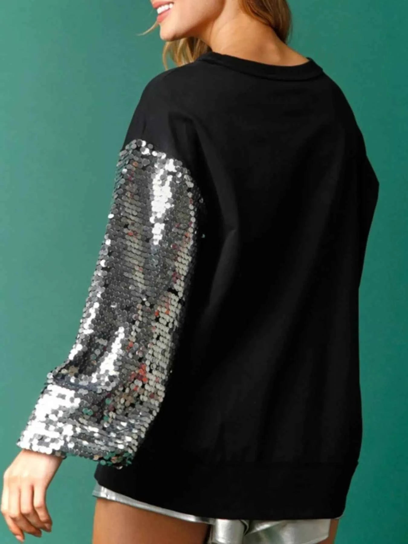 Sequin Long Sleeve Round Neck Sweatshirt 7e803e51-e120-4a02-93a9-e265e5521c51-Max-Origin
