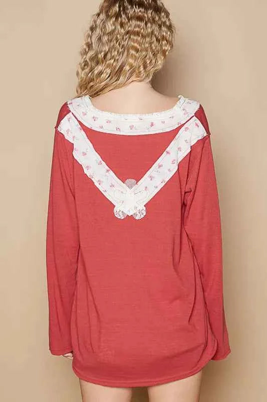 POL Lace Flower Patch Long Sleeve T-Shirt 7ed0ec6f-98e5-44b6-8a89-0ad8d6b1ef65-Max-Origin