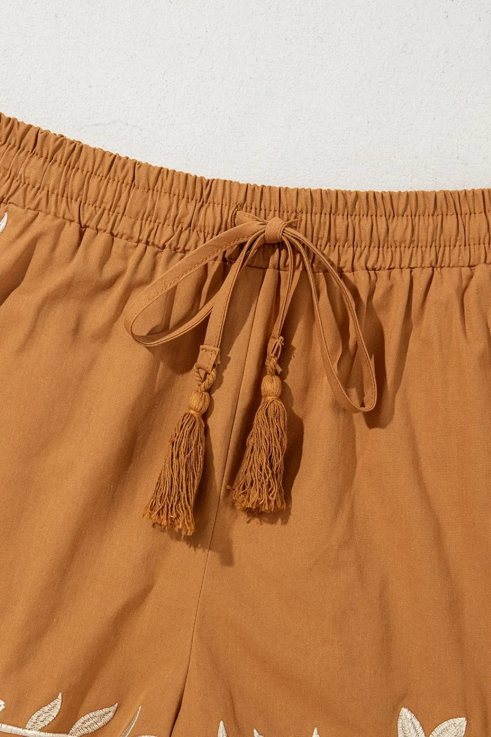 Embroidered Boho Tasseled Drawstring Elastic Waist Casual Shorts 7ef6a340-0429-48e9-b827-1f2ee76b2943-Max-Origin