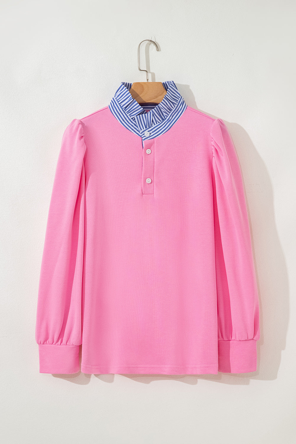 Bonbon Striped Collar Puff Sleeve Sweatshirt 7f0576dd25ffc43f