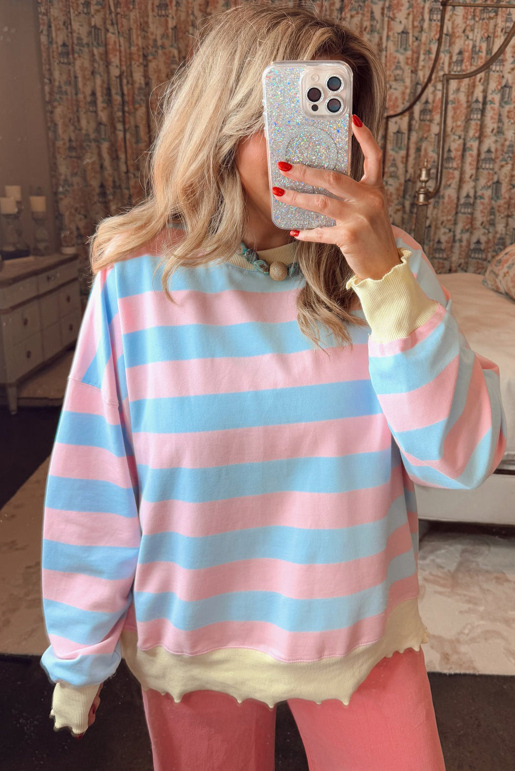 Sky Blue Stripe Colorblock Plus Size Sweatshirt 7f2b20c4a917134d