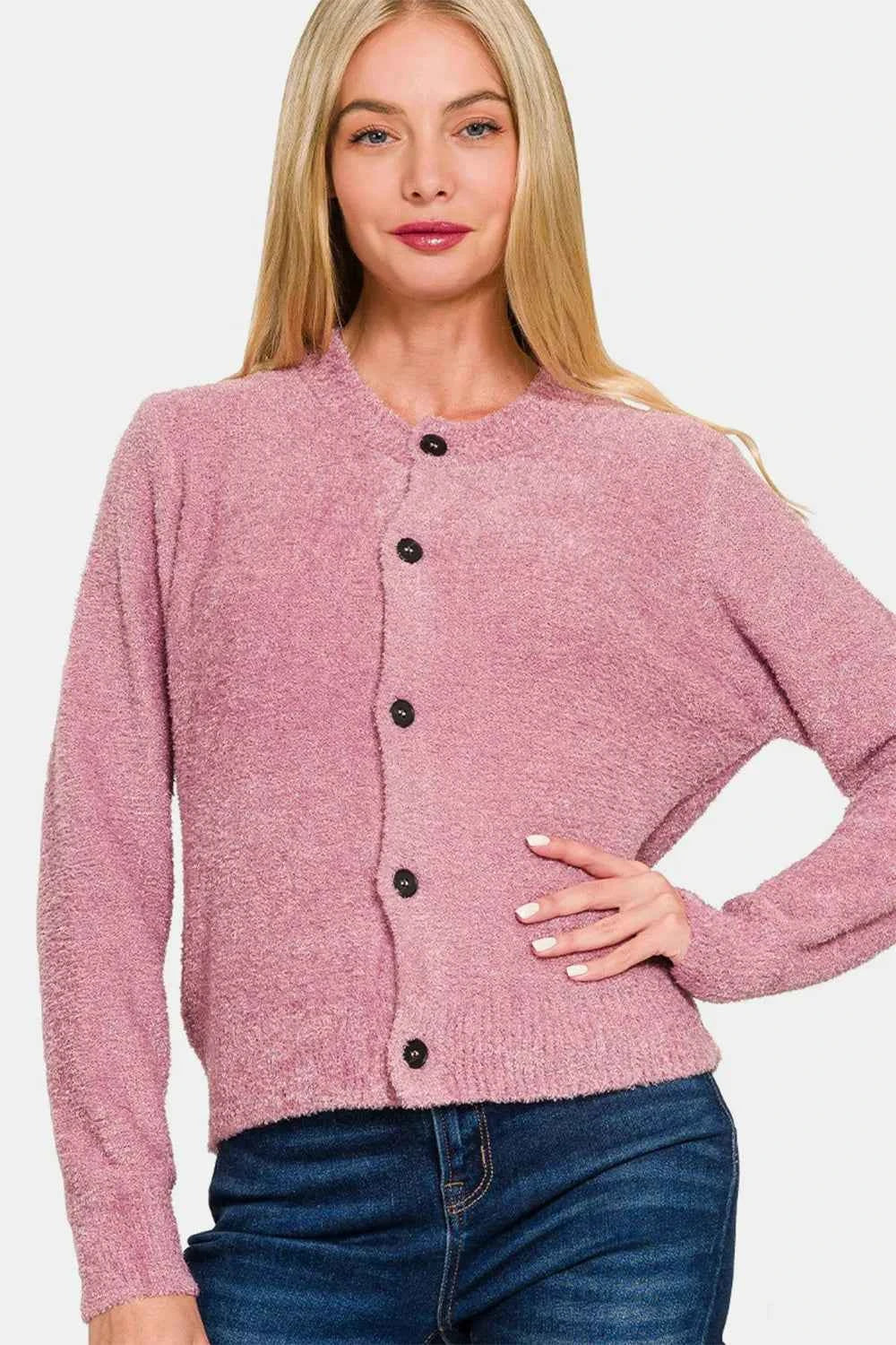 Zenana Button Down Long Sleeve Sweater Cardigan 7f31016c-c8fd-406b-9f2f-728c2166e1ad-Max