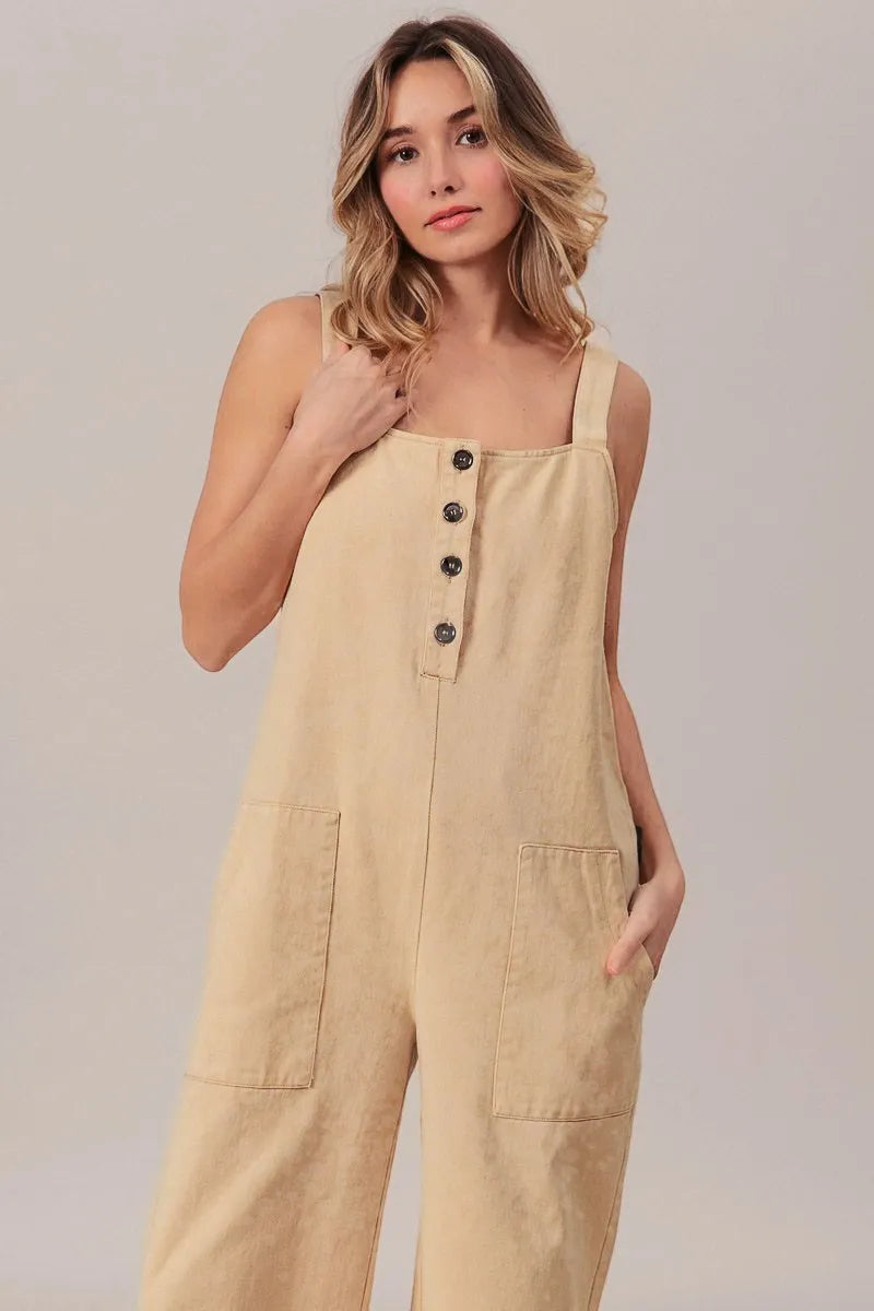 BiBi Washed Denim Buttoned Overall Jumpsuit 7f38638c922c414189c1d092daffcedc-Max-Origin