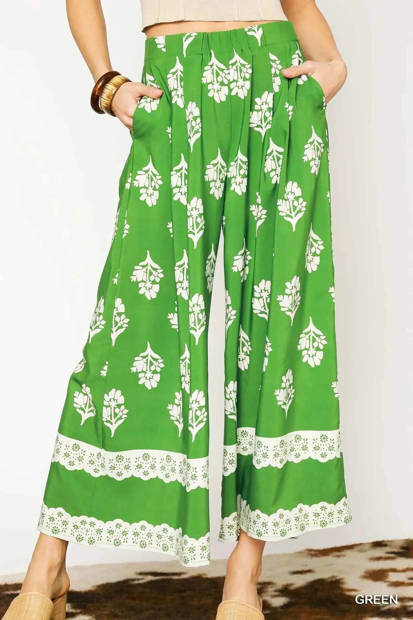 Umgee Floral Pleated Wide-Leg Pants Green 7f4cc551-9aec-4848-a50c-44920e5ce060-Max-Origin