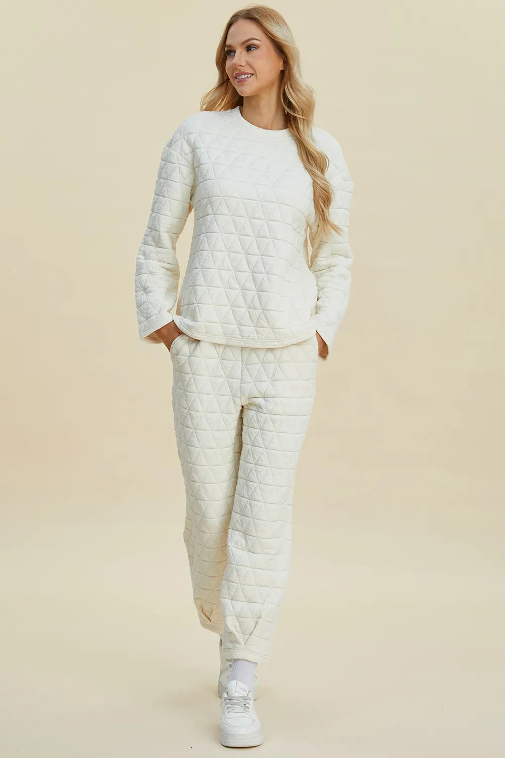 Double Take Full Size Texture Round Neck Long Sleeve Top and Pants Set 7f8a63d3-1223-49ad-b202-90d5fc283c1c-Max
