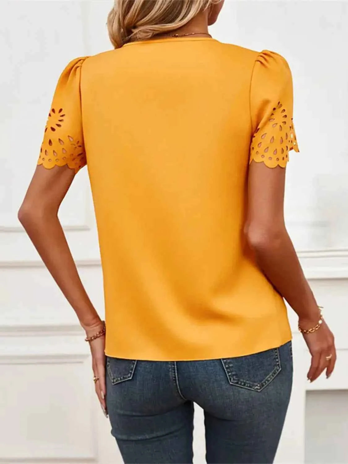 V-Neck Laser Cut Sleeve Blouse 7fa4bee4-ed65-48a5-a513-13e939f55077-Max-Origin