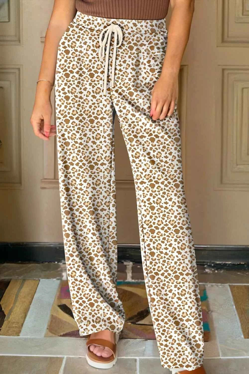 Leopard Drawstring Elastic Waistband Loose Pants Mocha 7fd611e0-b9e7-4334-9397-d4d39d4f0ad9-Max-Origin