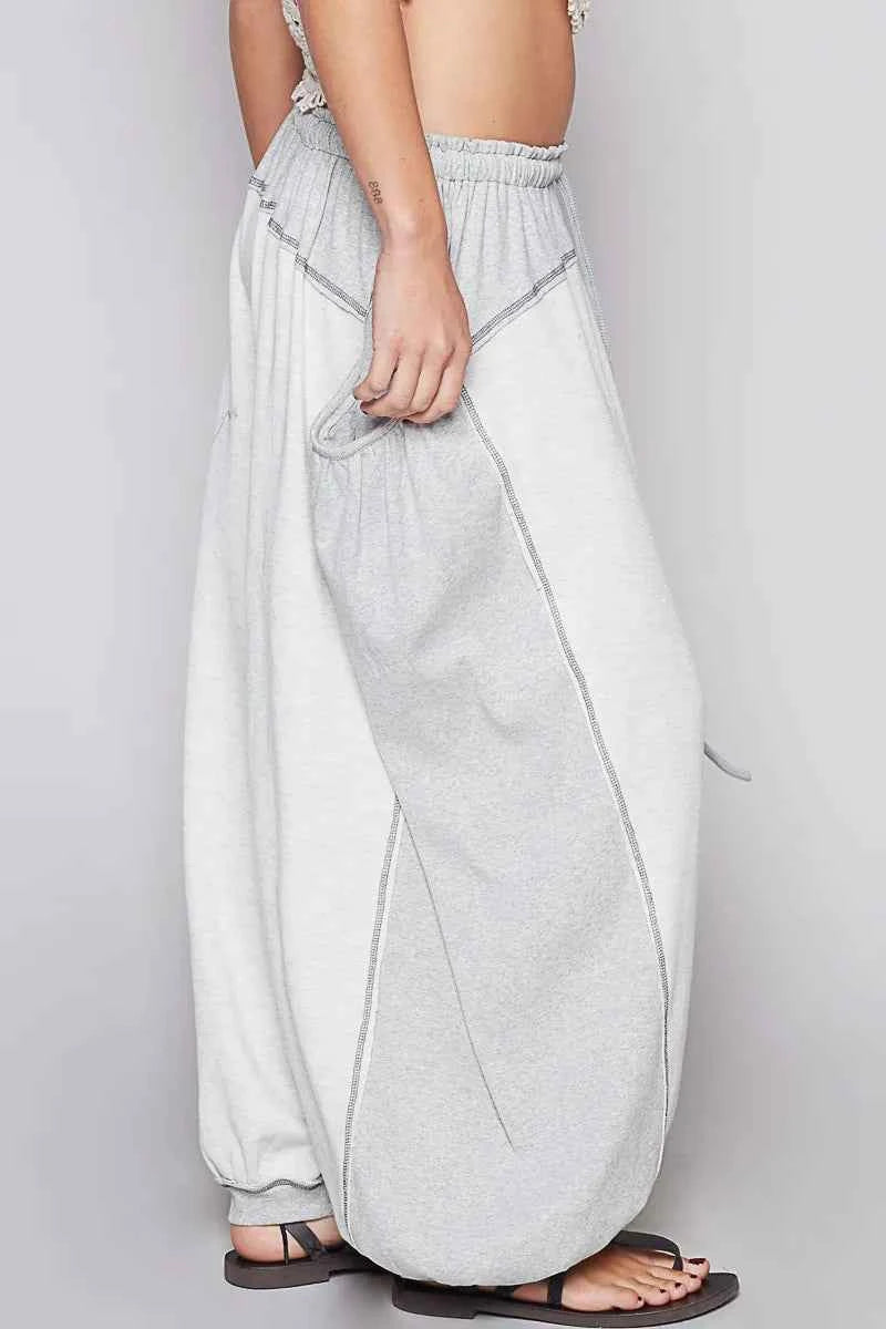 POL Contrast Stitching Pants with Drawstring Waist 8004de5d-be64-489c-bf54-44b85812fafa-Max-Origin