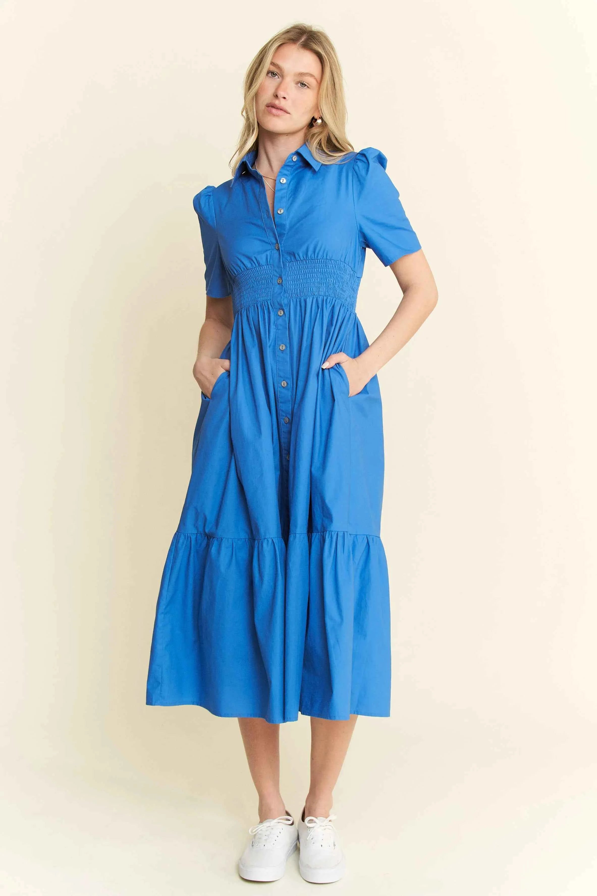 Jade By Jane Short Sleeve Button Down Midi Dress 80197f18368d4d6baf5db7fbacbf79da-Max-Origin