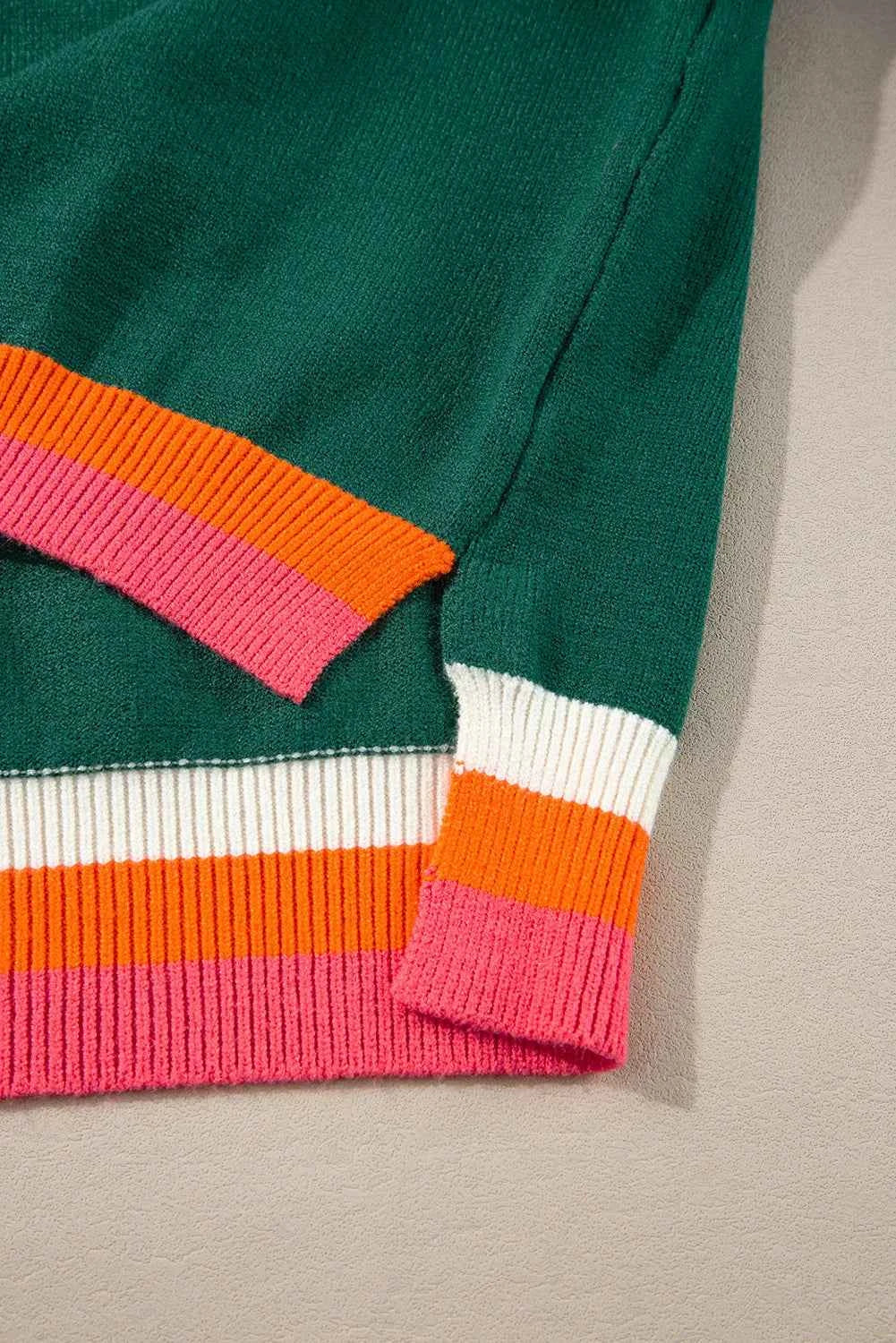 Contrast Round Neck Long Sleeve Sweater 80235a7d-7bb5-46de-8c68-3fcc28932b92-Max