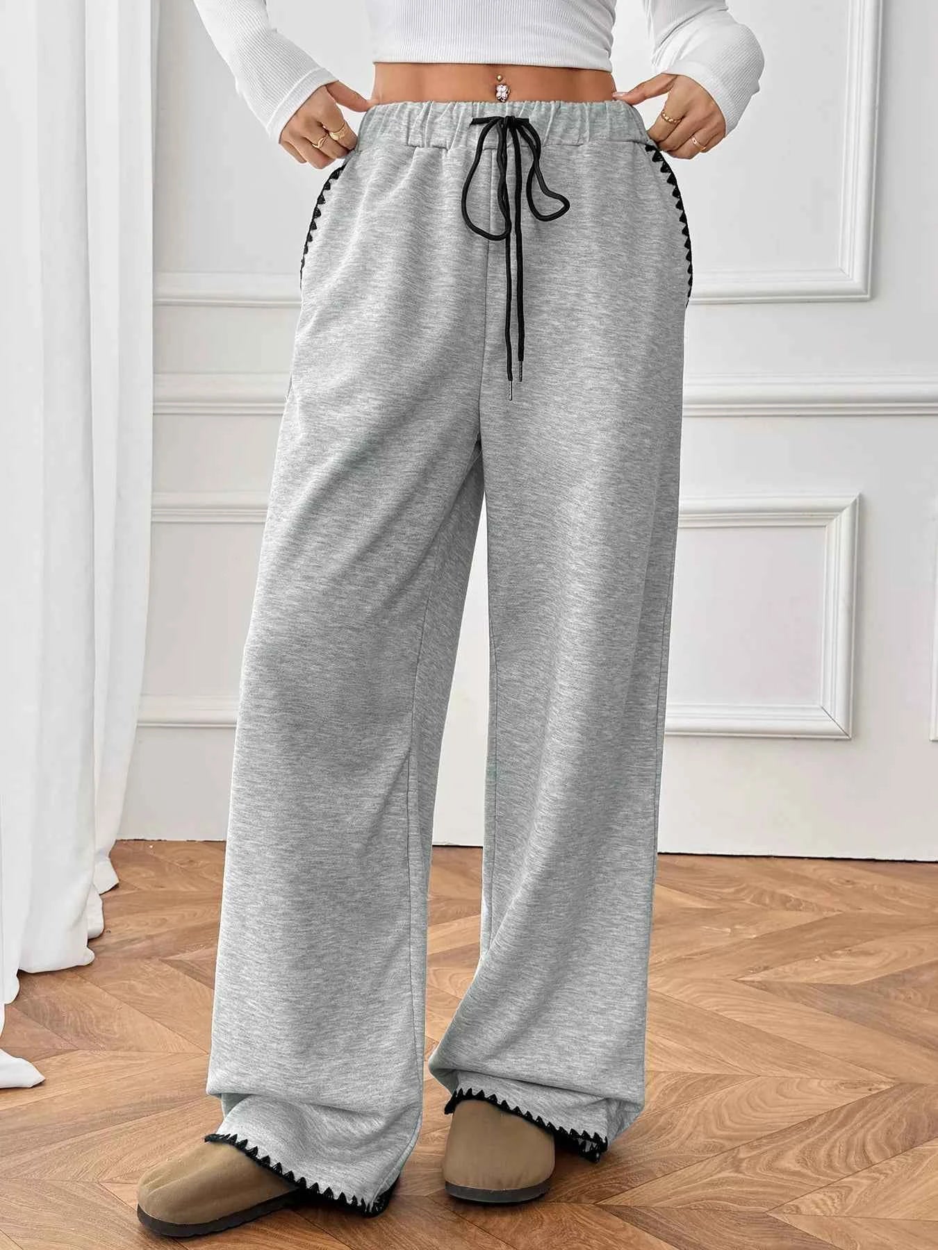 Wide-Leg Drawstring Pants Gray 80339dee036f4ff4978ba7ed05db7353-Max-Origin