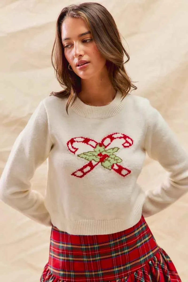 SO ME Christmas Candy Cone Cropped Sweater 8048d726-aa00-4688-a8ea-2b8e6626f0fd-Max-Origin