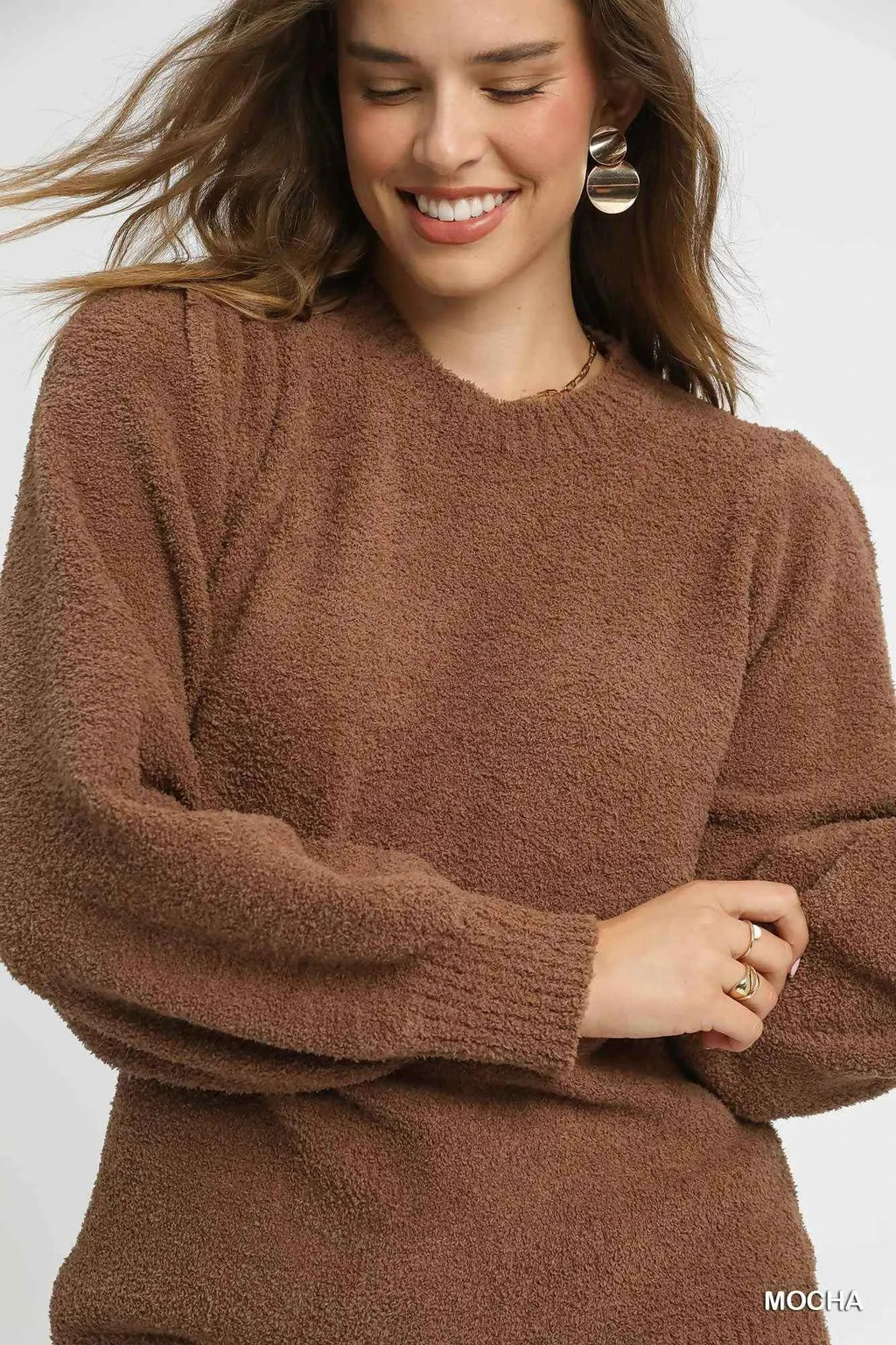 Umgee Textured Long Sleeve Sweater with Ribbed Trim 805b06e0-49f0-44e6-82f7-64886f036138-Max-Origin