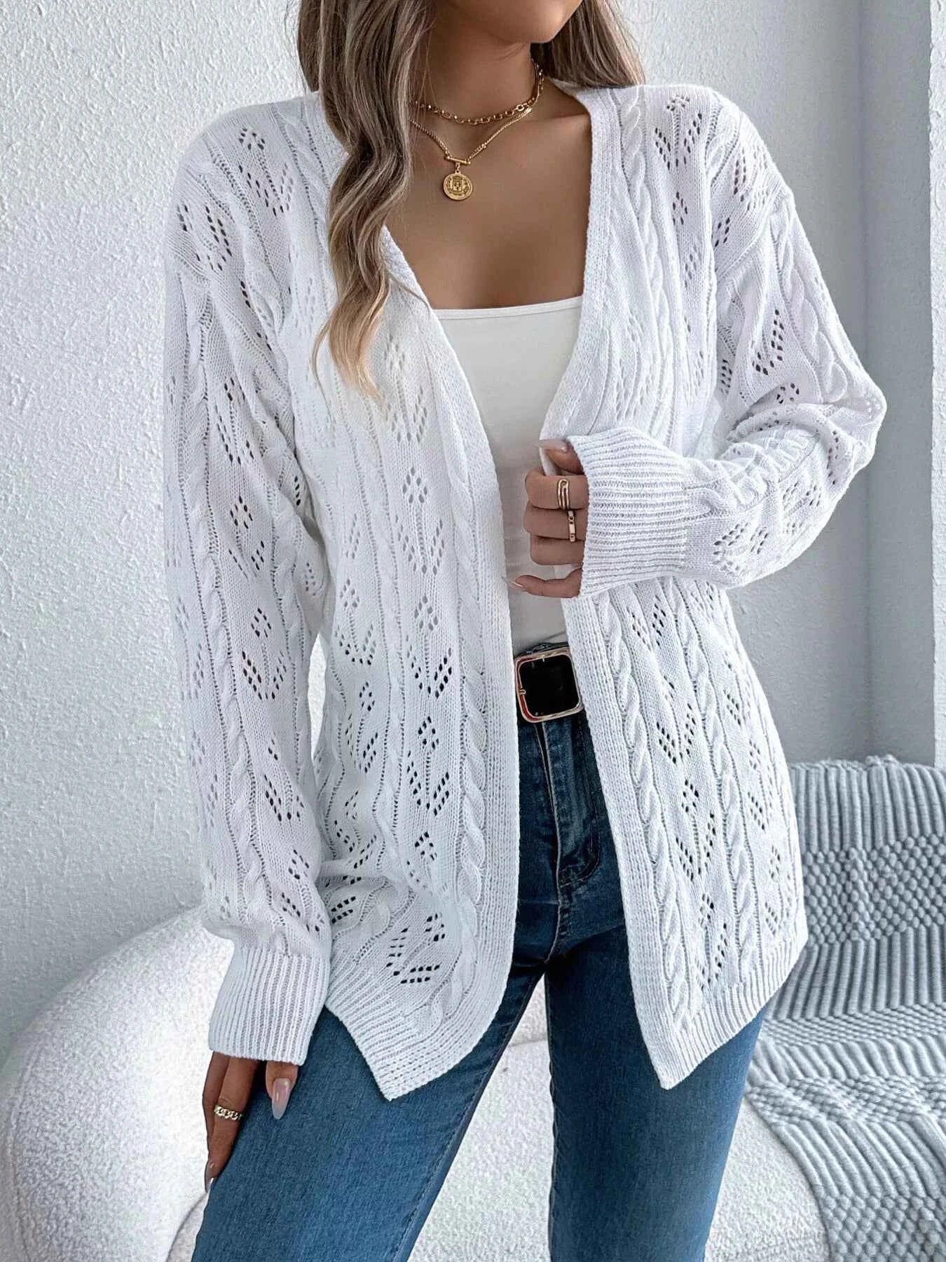 Openwork Open Front Long Sleeve Cardigan 807962cdbb7a4c4dbd385d79951799c2-Max-Origin