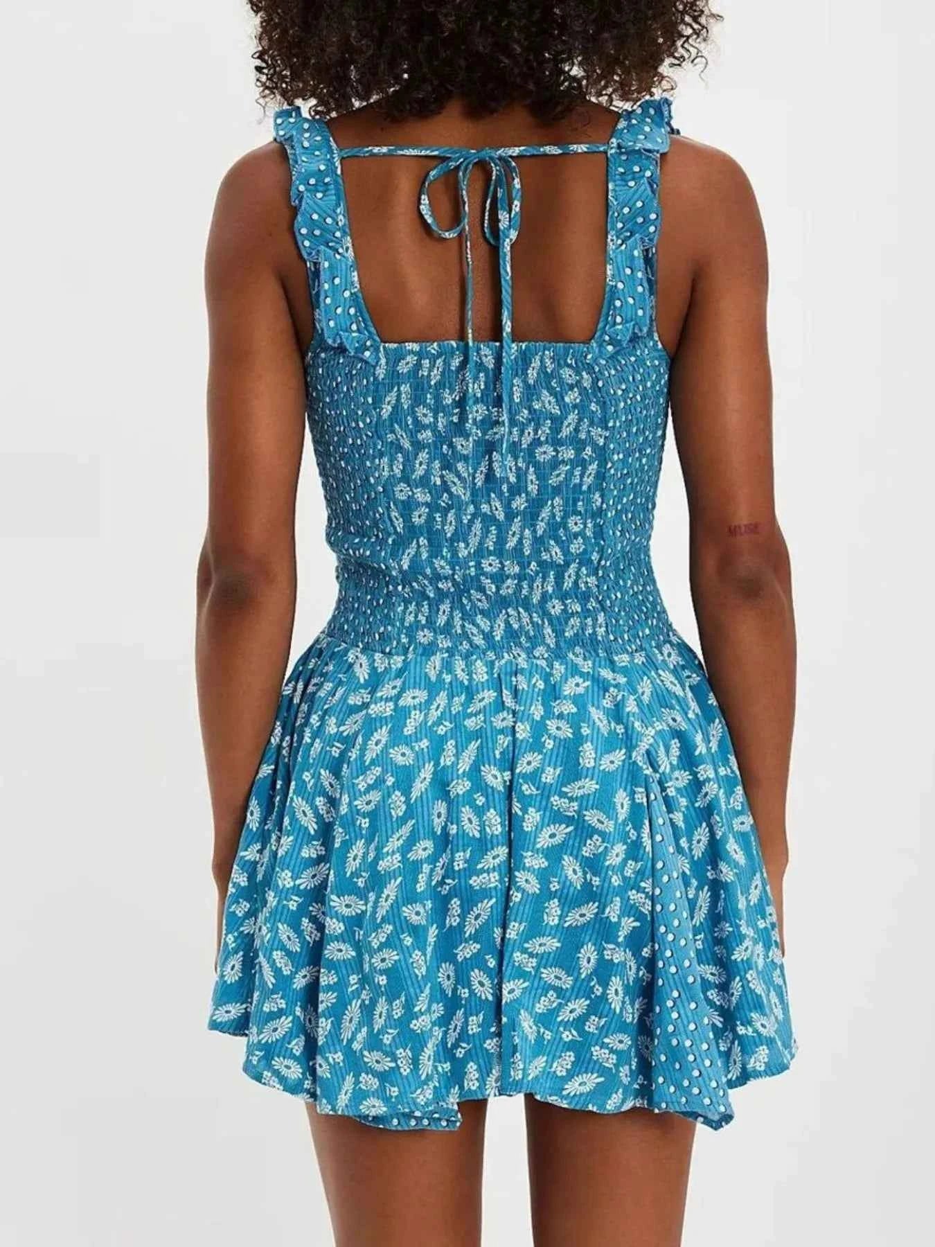 Floral Scoop Neck Mini Dress with Ruffle Hem Blue 809efbd7-9852-4a60-9f10-ef7176bea6b7-Max-Origin