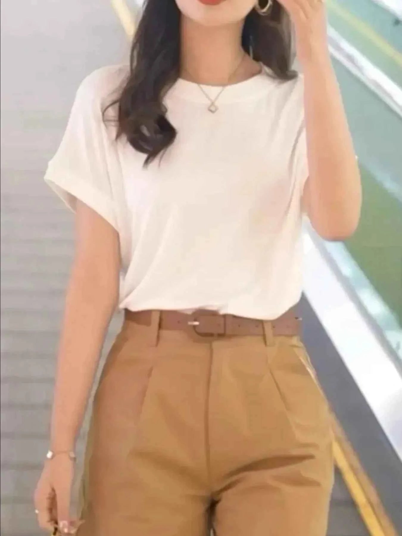 Round Neck Short Sleeve T-Shirt 80ab6321-6736-45b3-8ffc-58024943e36d-Max-Origin