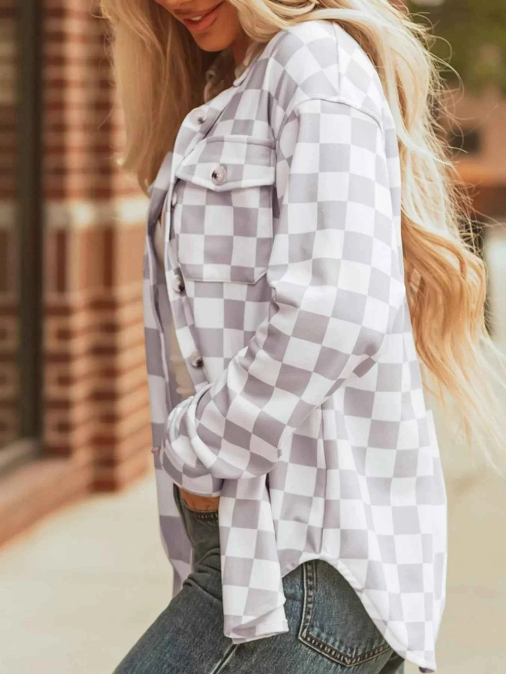 Checkerboard Flap Pocket Button Front Shacket 80c4b366-c987-408a-8af8-33d37be1711a-Max-Origin