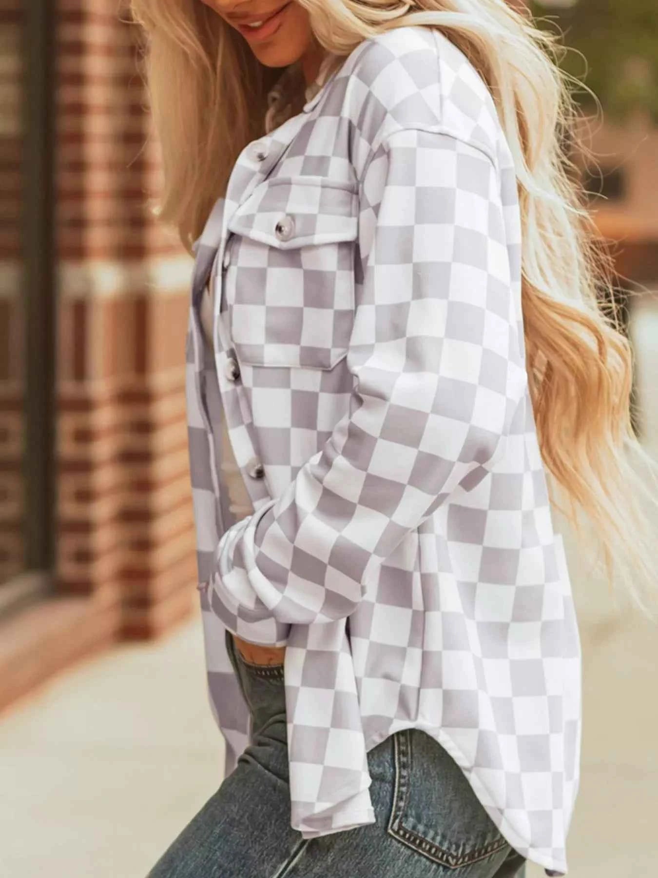 Checkerboard Flap Pocket Button Front Shacket 80c4b366-c987-408a-8af8-33d37be1711a-Max-Origin