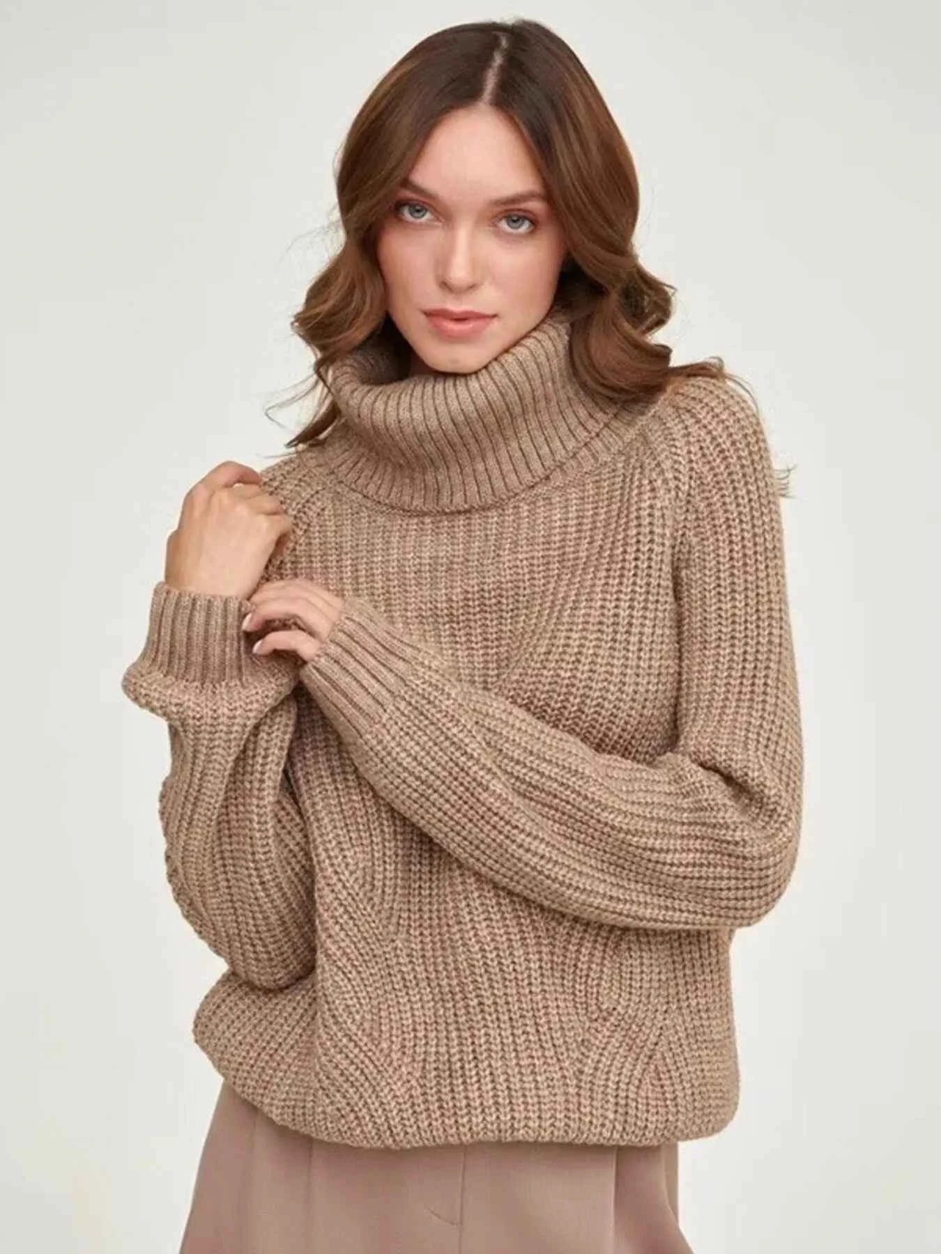 Turtleneck Long Sleeve Sweater Brown 8105b0e7750443c5b7fbfcbc82bcdca8-Max-Origin
