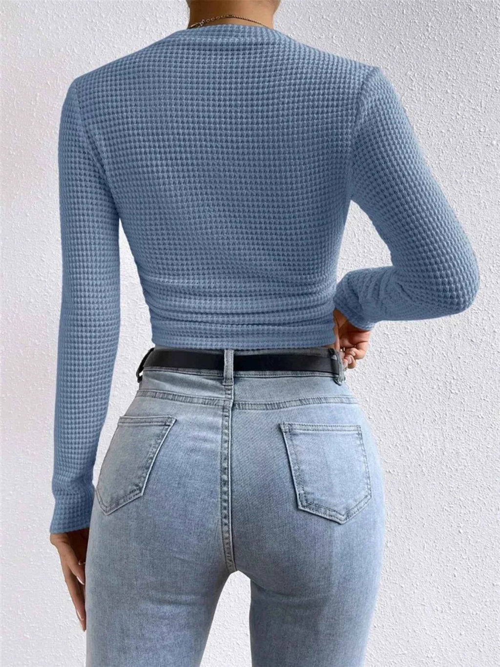 Waffle Knit Long Sleeve T-Shirt 81211c5605cb48a9844bb86ef765cfc8-Max-Origin