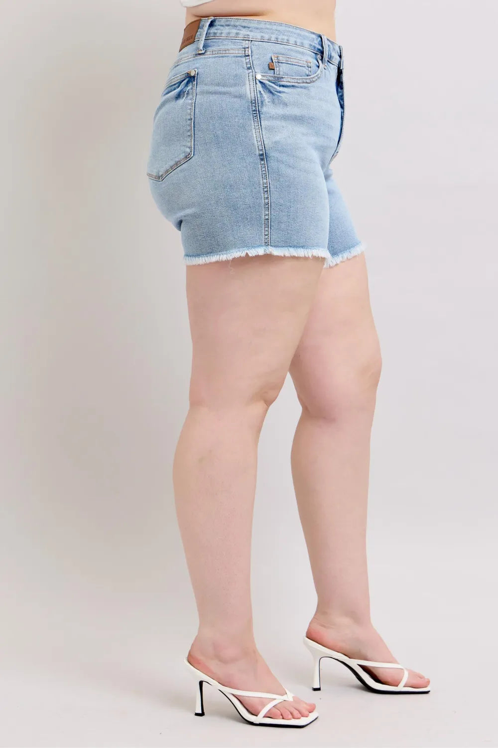 Judy Blue Full Size Tummy Control Raw Hem Denim Shorts Plus Size 812c3938-a2c2-4567-8233-c000ed782ba8-Max