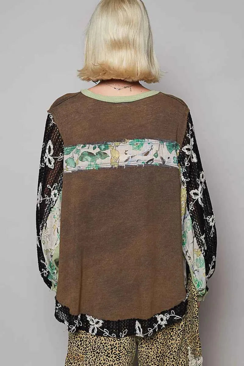POL Button Detail Floral Patchwork Crochet Sleeve Blouse 81343e0b-6c6c-4ce7-94c7-b9adddd8aa8c-Max-Origin