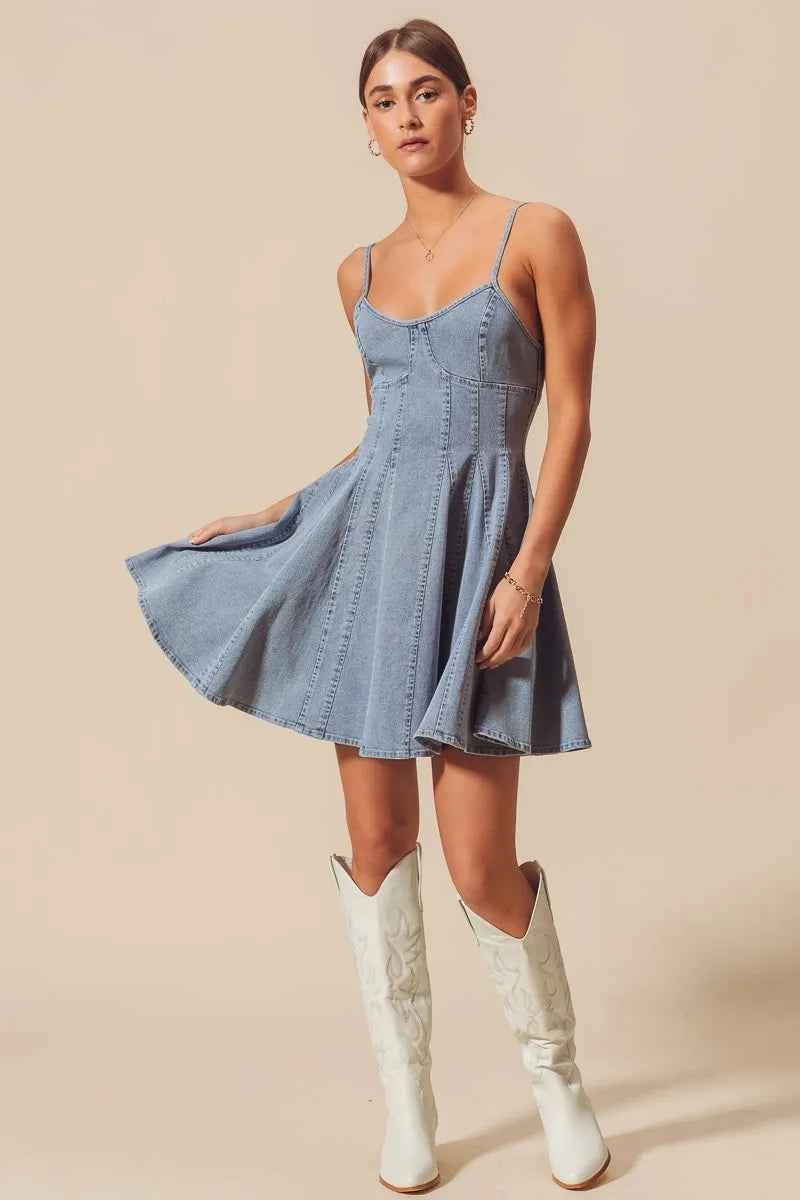 SO ME A Line Fit and Flare Denim Mini Dress 8150dcd99d3d4f99ae8cb3916f497ca4-Max-Origin