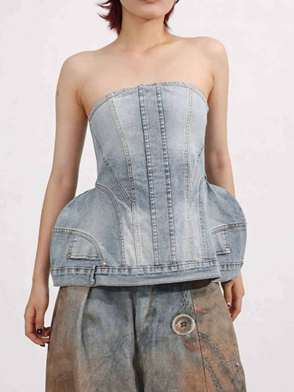 Zip Back Denim Tube Top 817be7bf-c58a-486f-9be9-97db8bd11bb2-Max-Origin