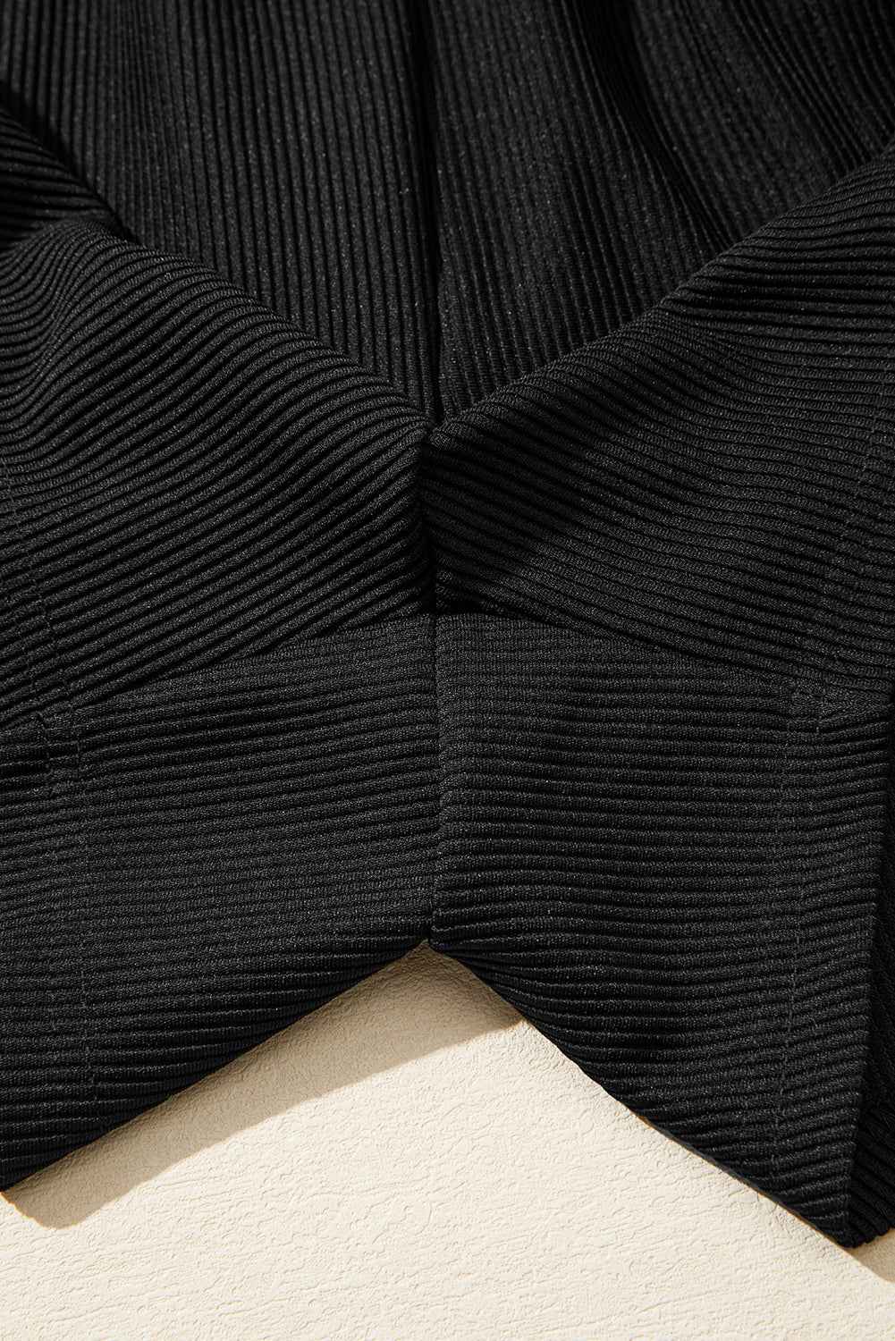 Black Ribbed Texture Baggy Drop Shoulder Pullover and Shorts Set 8196cc26da3225ed