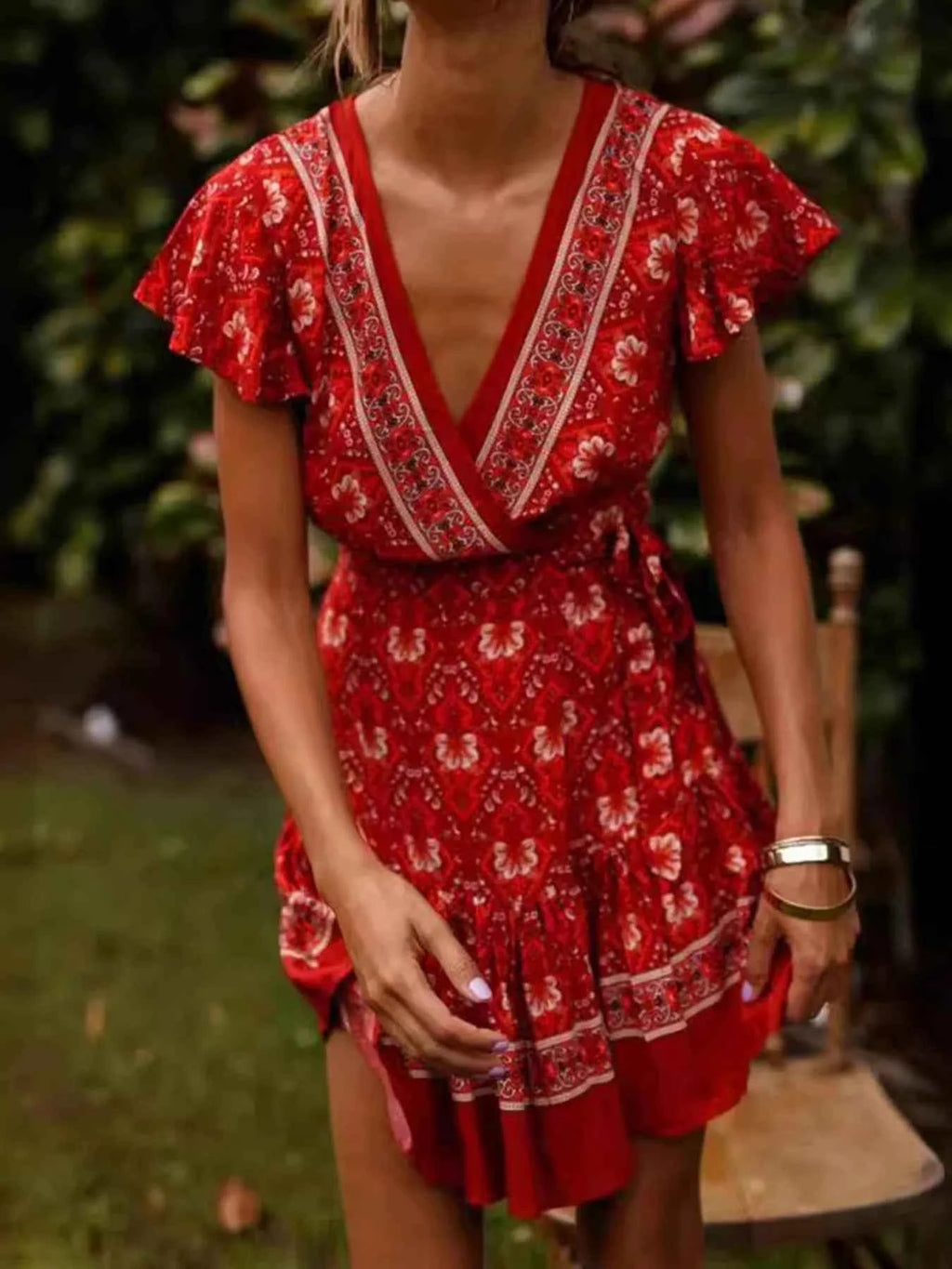 Surplice Flutter Sleeve Mini Dress 81a4fb14359b474291bfec6cb944ea00-Max-Origin