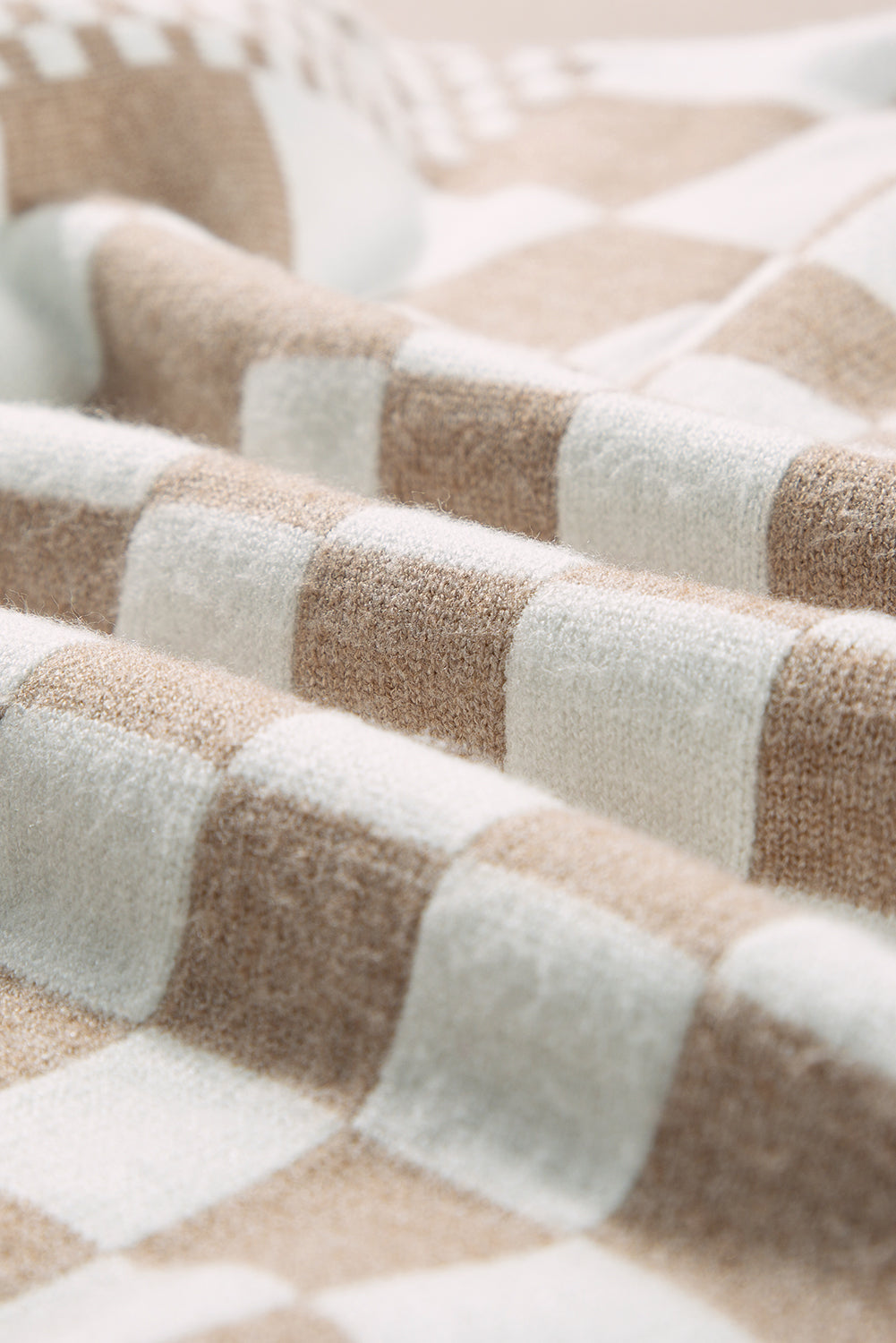 Black Checkered Drop Shoulder Round Neck Sweater 81c5a7d5ce6ce4a7