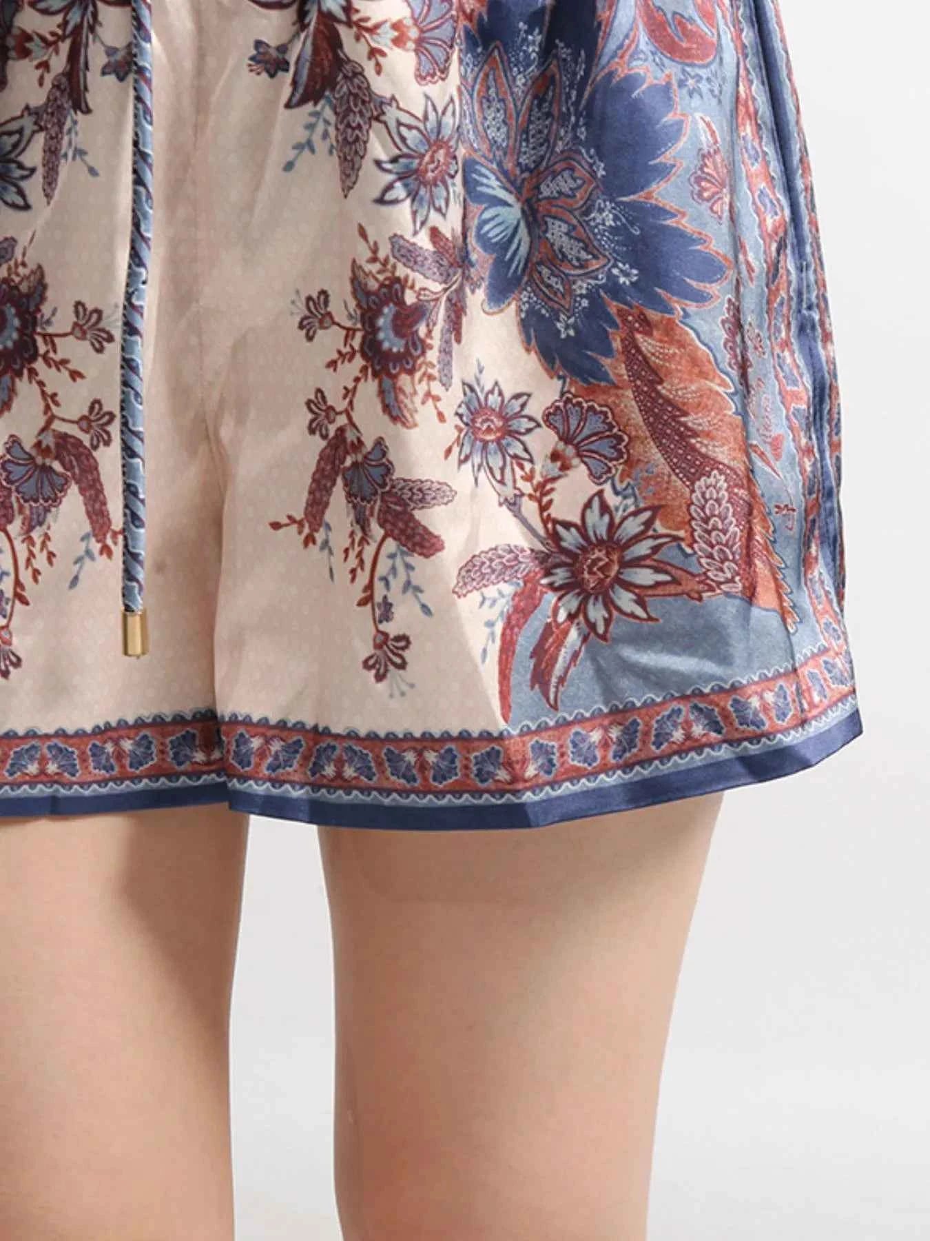 Printed Button Front Long Sleeve Shirt and Shorts Set 81dd9b44-3a93-4376-8828-6ca8ca663597-Max-Origin