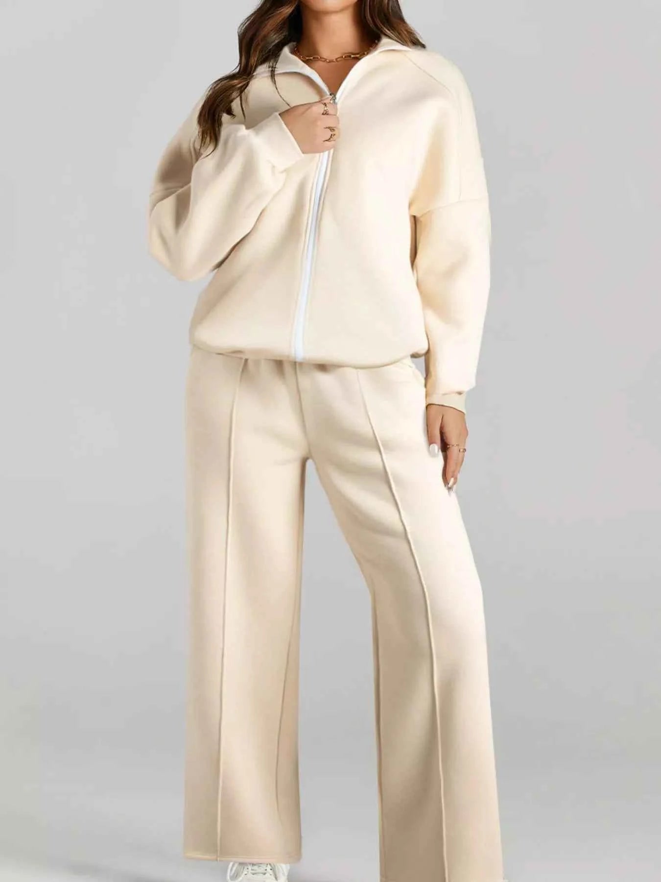 Drop Shoulder Zip Up Jacket and Drawstring Pants Active 2pcs Set 8239e656-5388-4190-9059-942ad25aea9d-Max-Origin