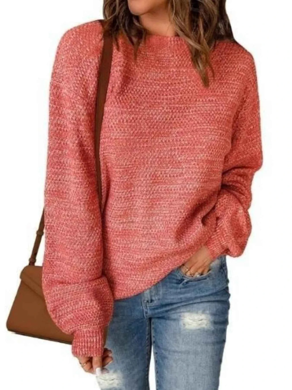 Round Neck Long Sleeve Sweater Rust Red 82413b78a53e40239cf4c12985309920-Max-Origin