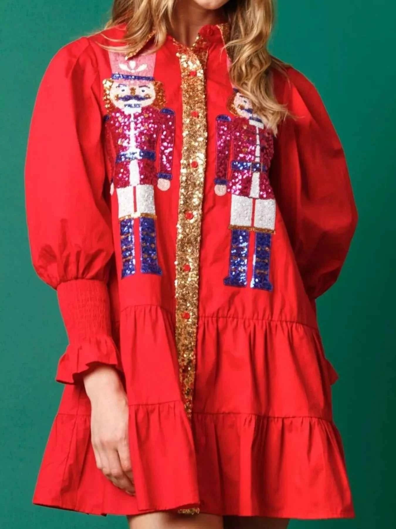 Full Size Christmas Sequin Nutcracker Tiered Shirt Dress Plus Size 824c3489-8216-4743-8b5c-55f11047162d-Max-Origin
