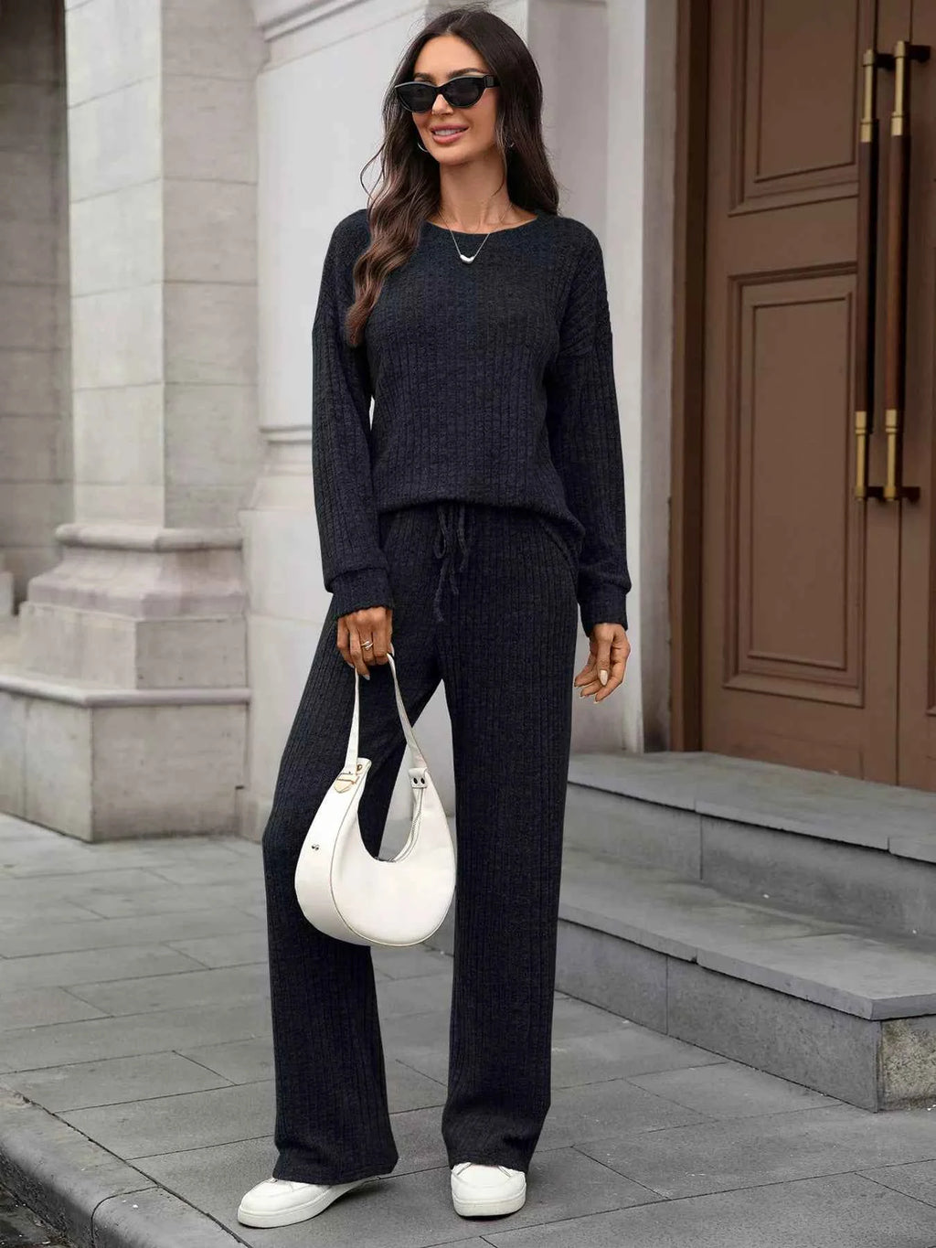 Ribbed Round Neck Top and Pants Set 8295bbae91f04082aa40fd1ac2539537-Max-Origin