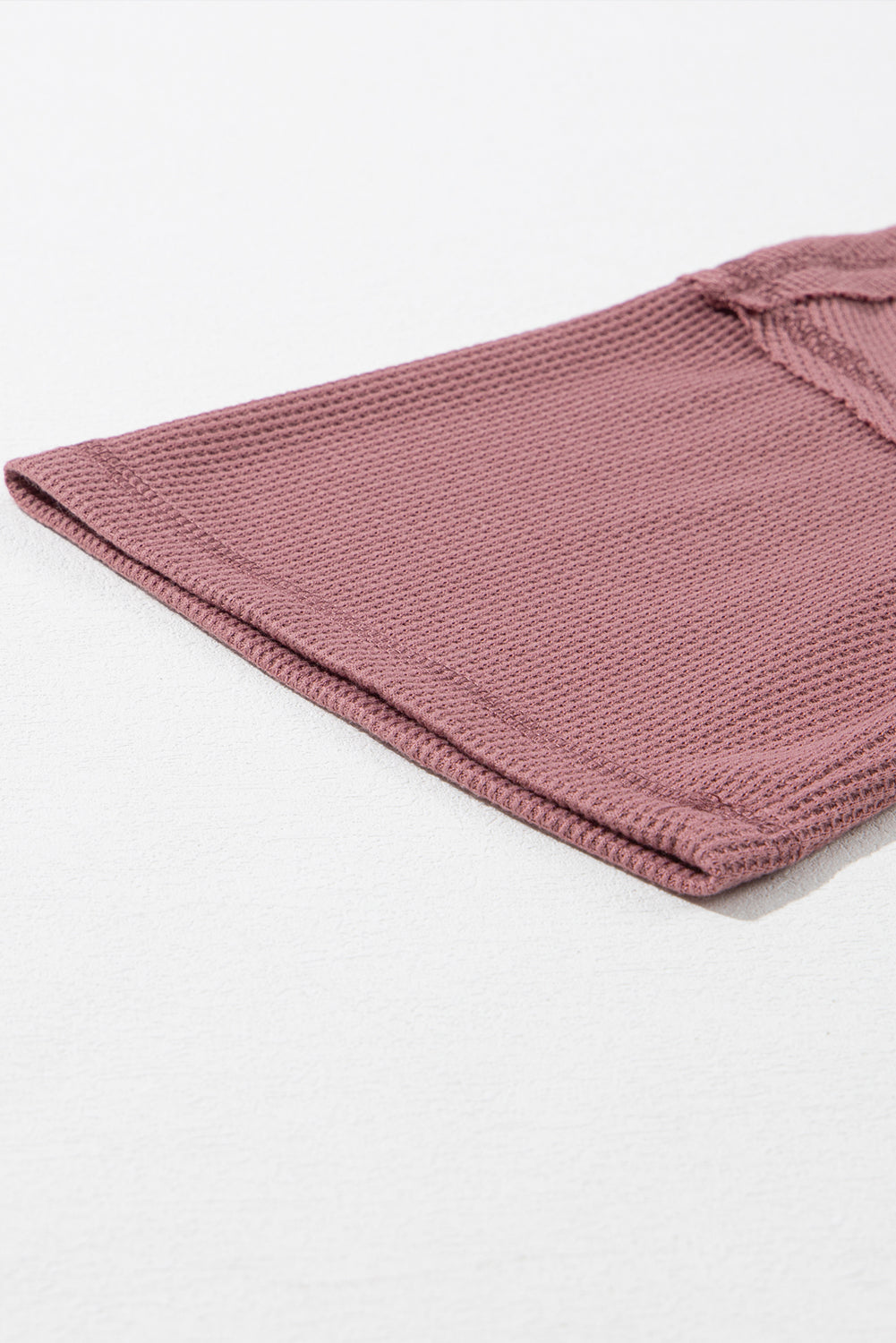 Blue Exposed Seam Drop Sleeve V Neck Waffle Textured Top 82f3b0aba8edf49c