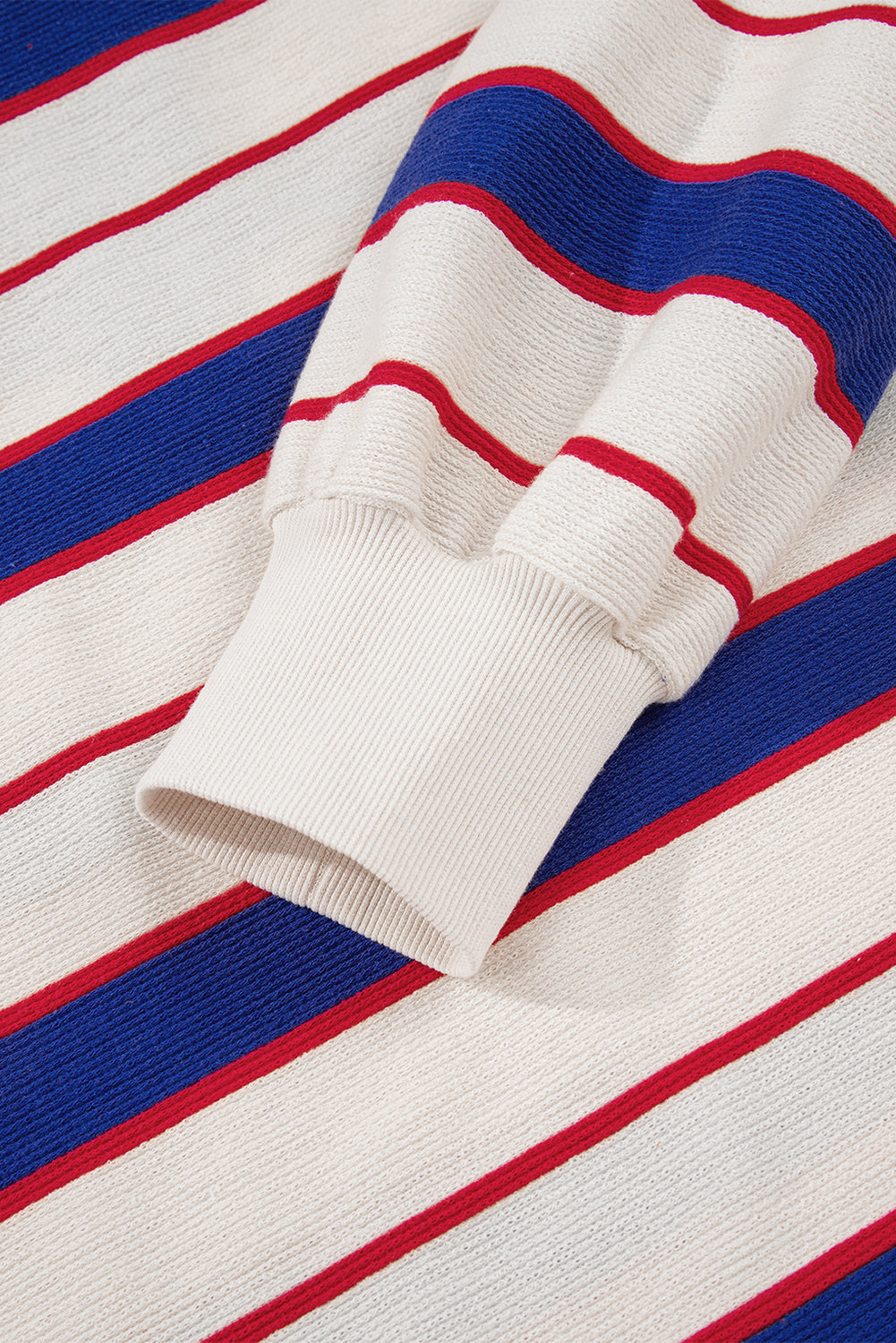 Blue Stripe Colorblock V Neck Collared Sweatshirt 82f9d93cb3476110