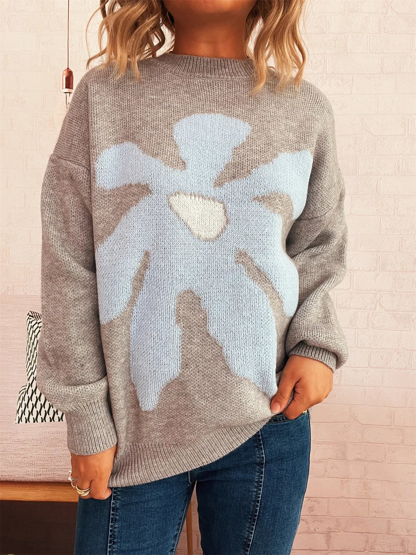 Flower Dropped Shoulder Sweater 830ba2360a404d1b9de018d7ee693560-Max-Origin