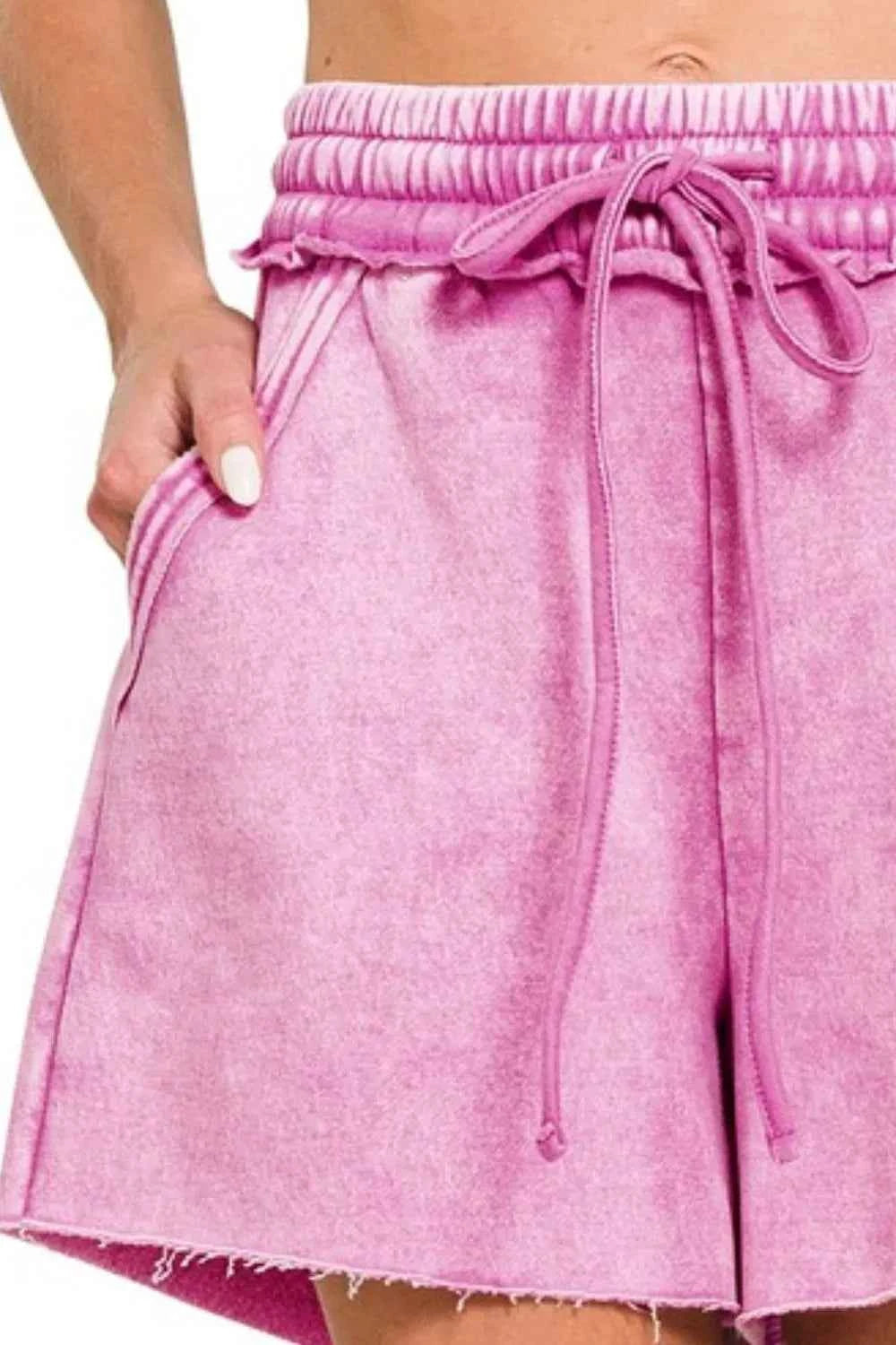 Zenana Acid Wash Fleece Drawstring Shorts With Pockets 83372e7d-2574-42ce-8307-7bf214ddfa42-Max-Origin